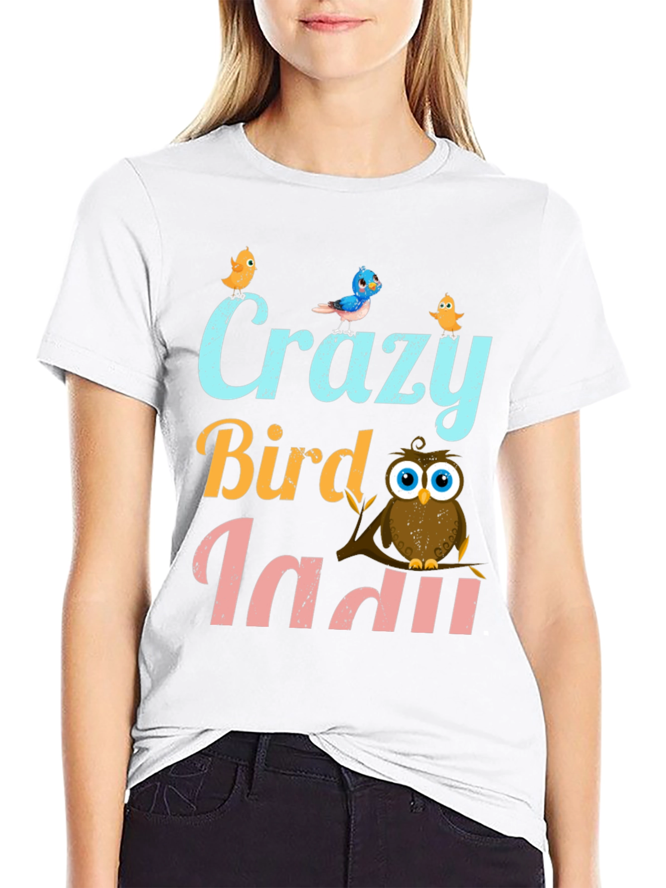 Crazy Bird Lady T-Shirt Cute Owl Design