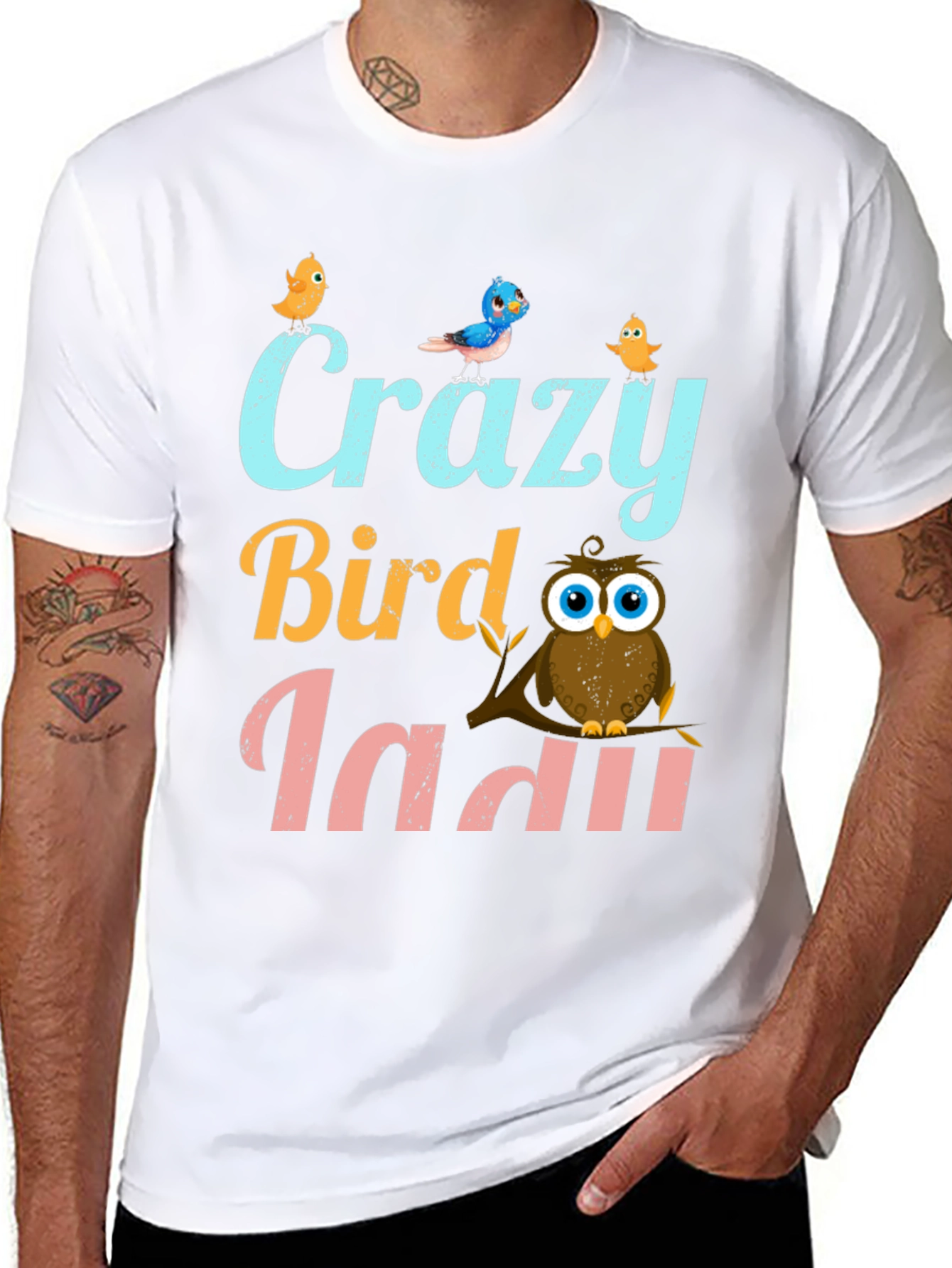 Crazy Bird Lady T-Shirt Cute Owl Design