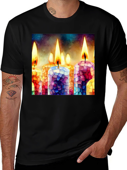 Colorful Candle Mosaic Graphic T-Shirt