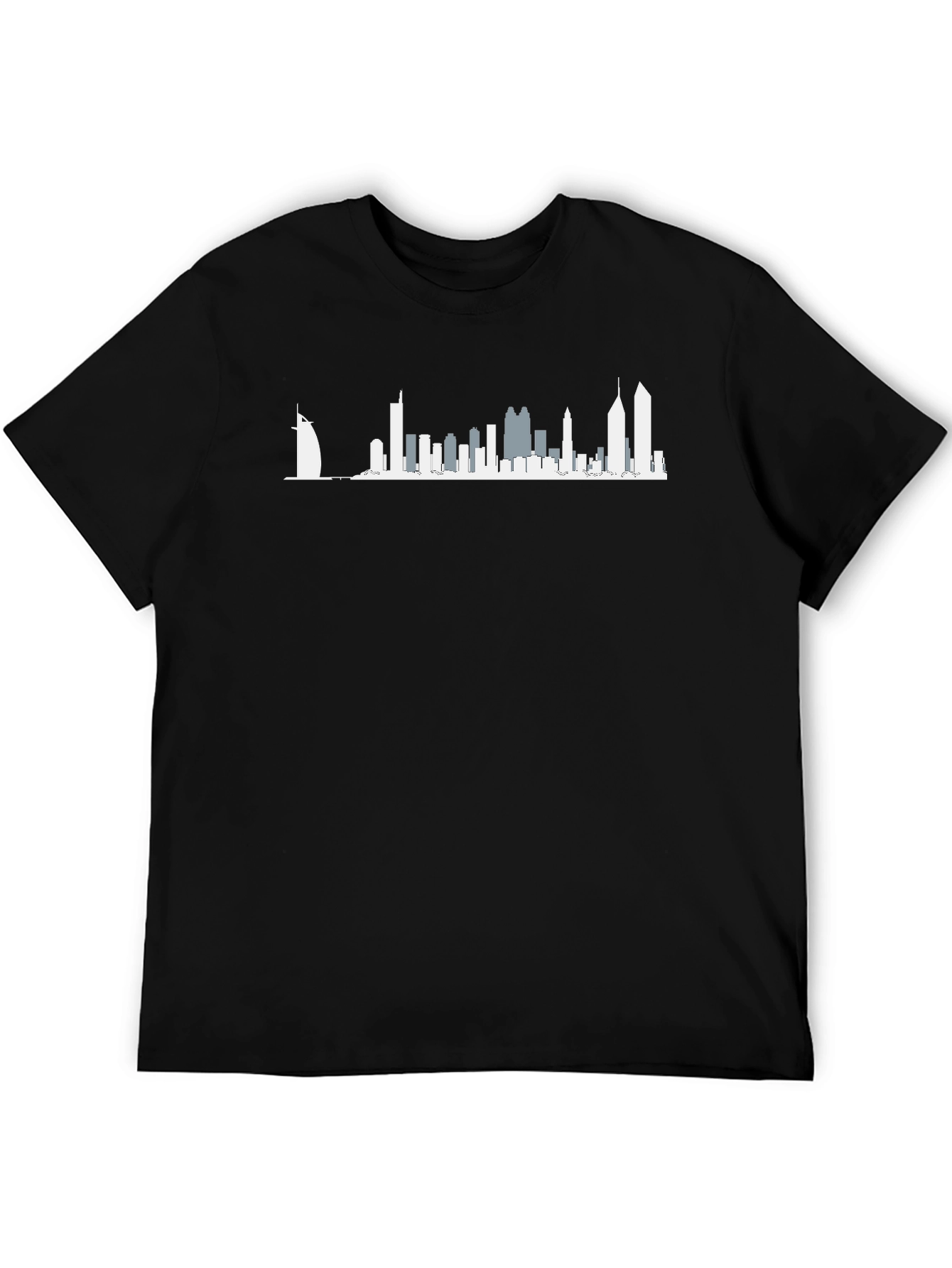 Dubai Skyline Graphic T-Shirt - Black Crew Neck Tee