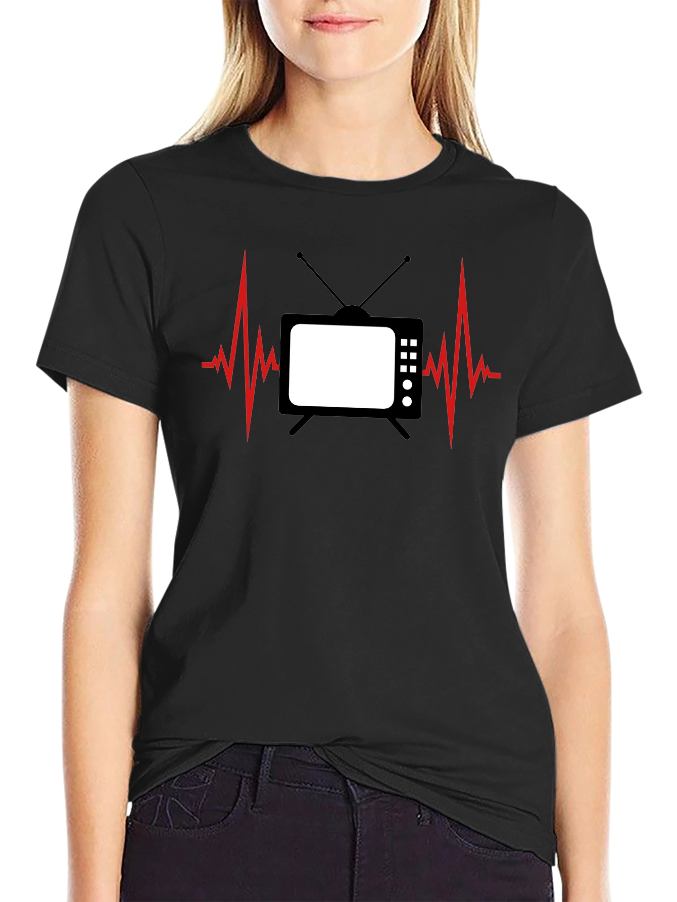 TV Heartbeat Graphic Tee - Black