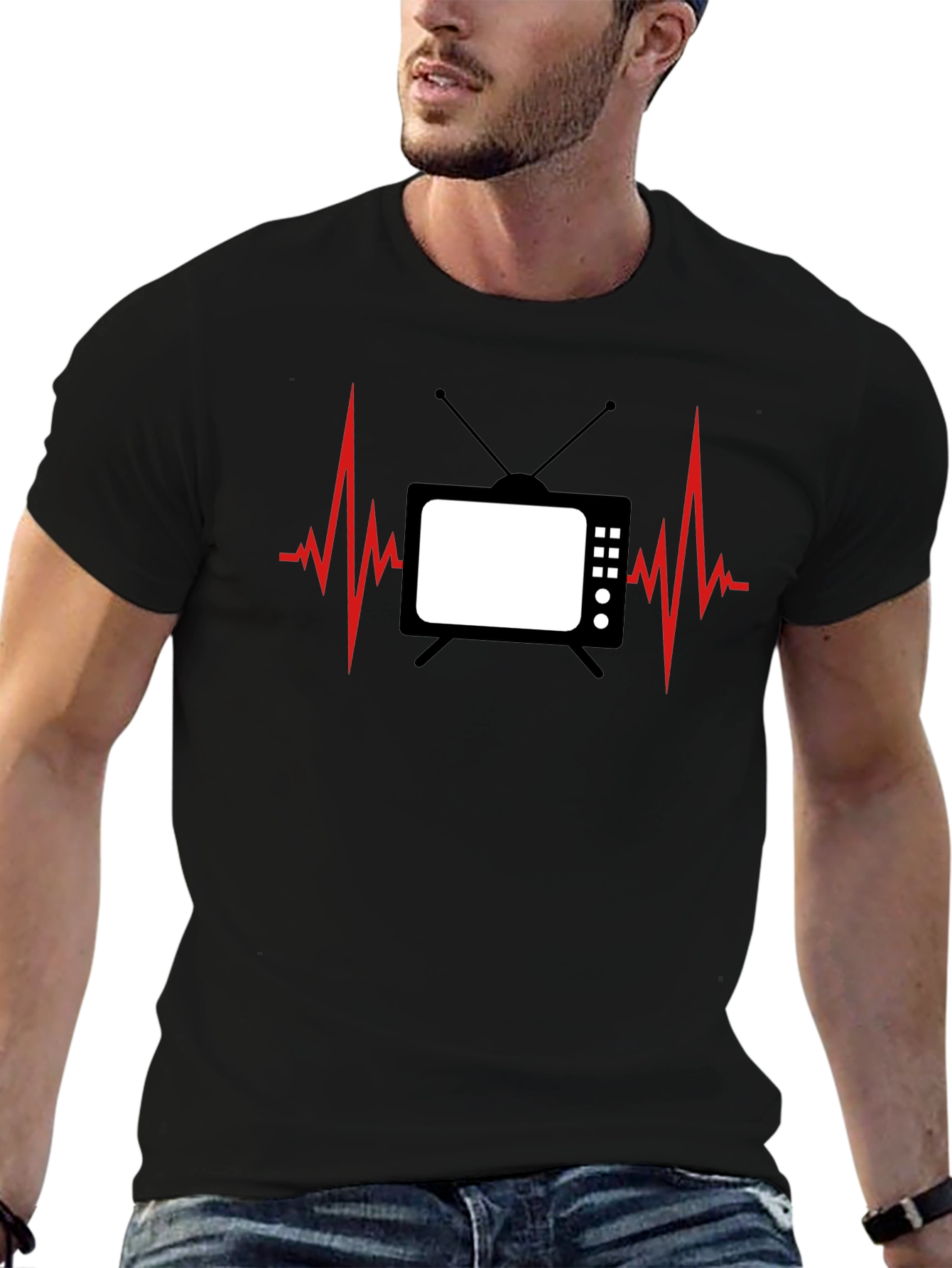 TV Heartbeat Graphic Tee - Black