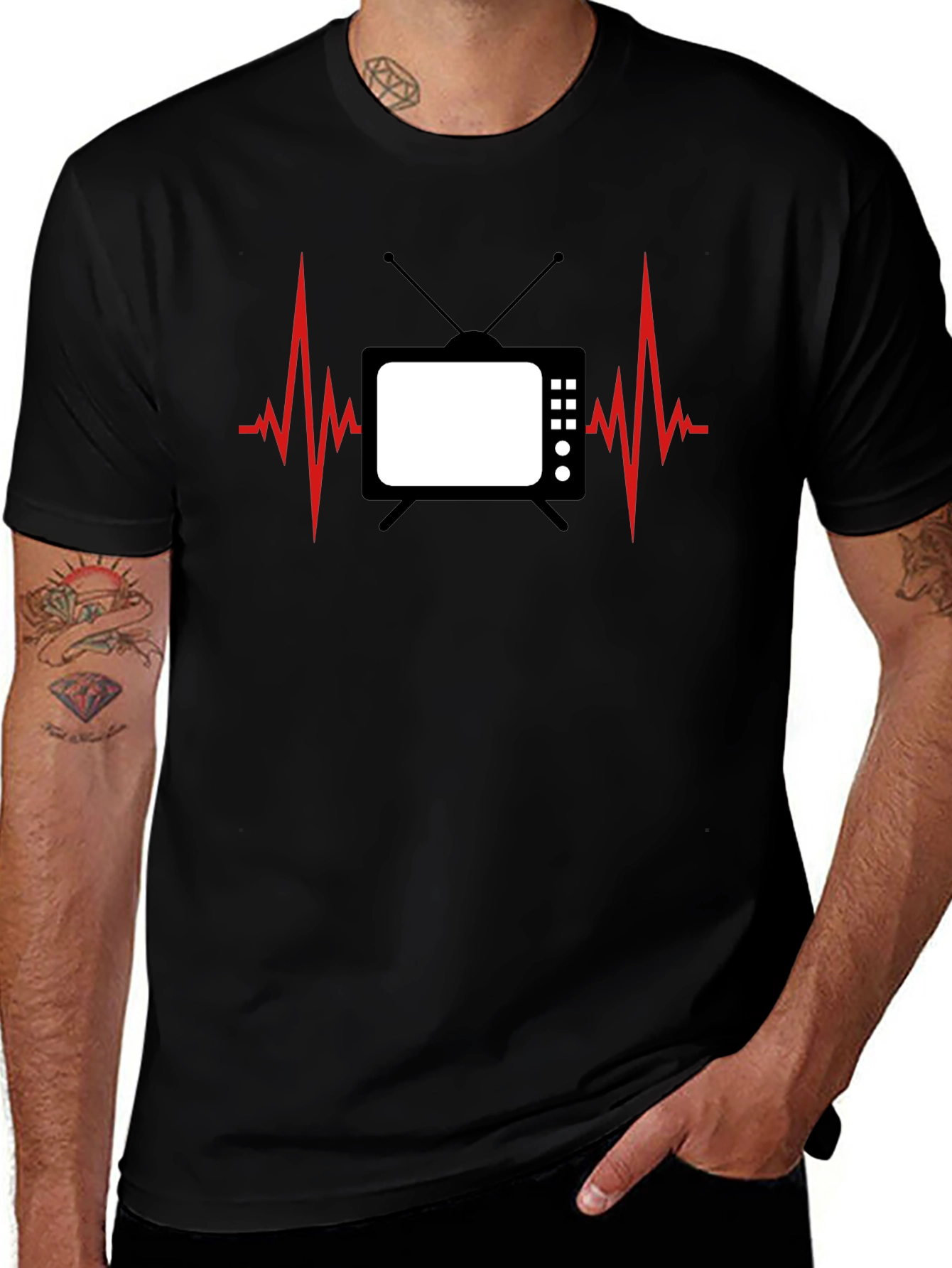 TV Heartbeat Graphic Tee - Black