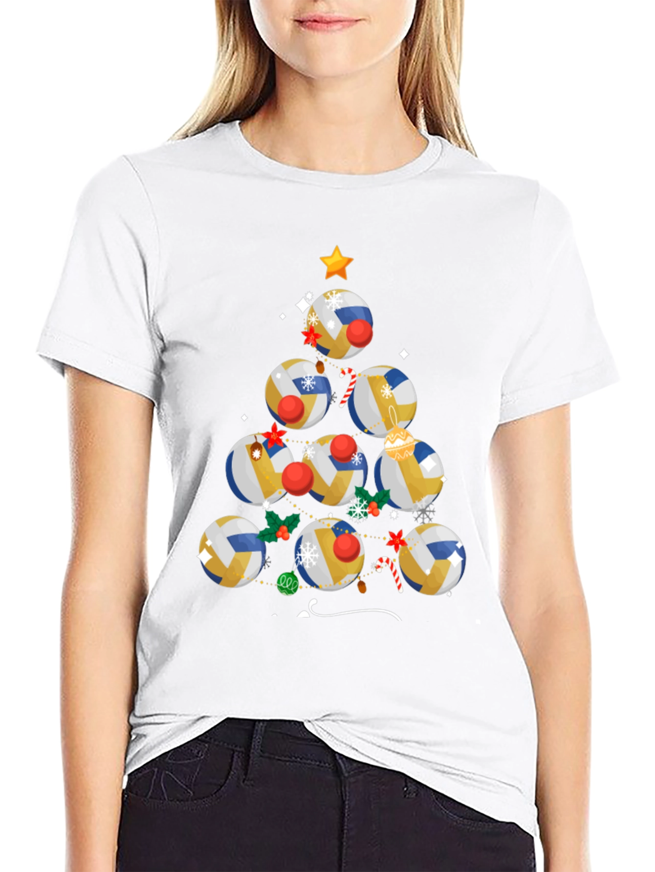 Volleyball Christmas Tree Holiday T-Shirt