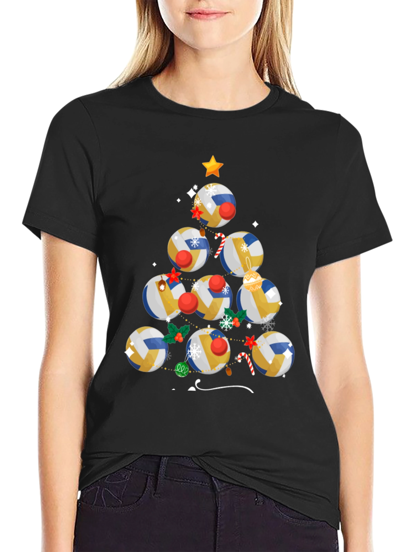 Volleyball Christmas Tree Holiday T-Shirt