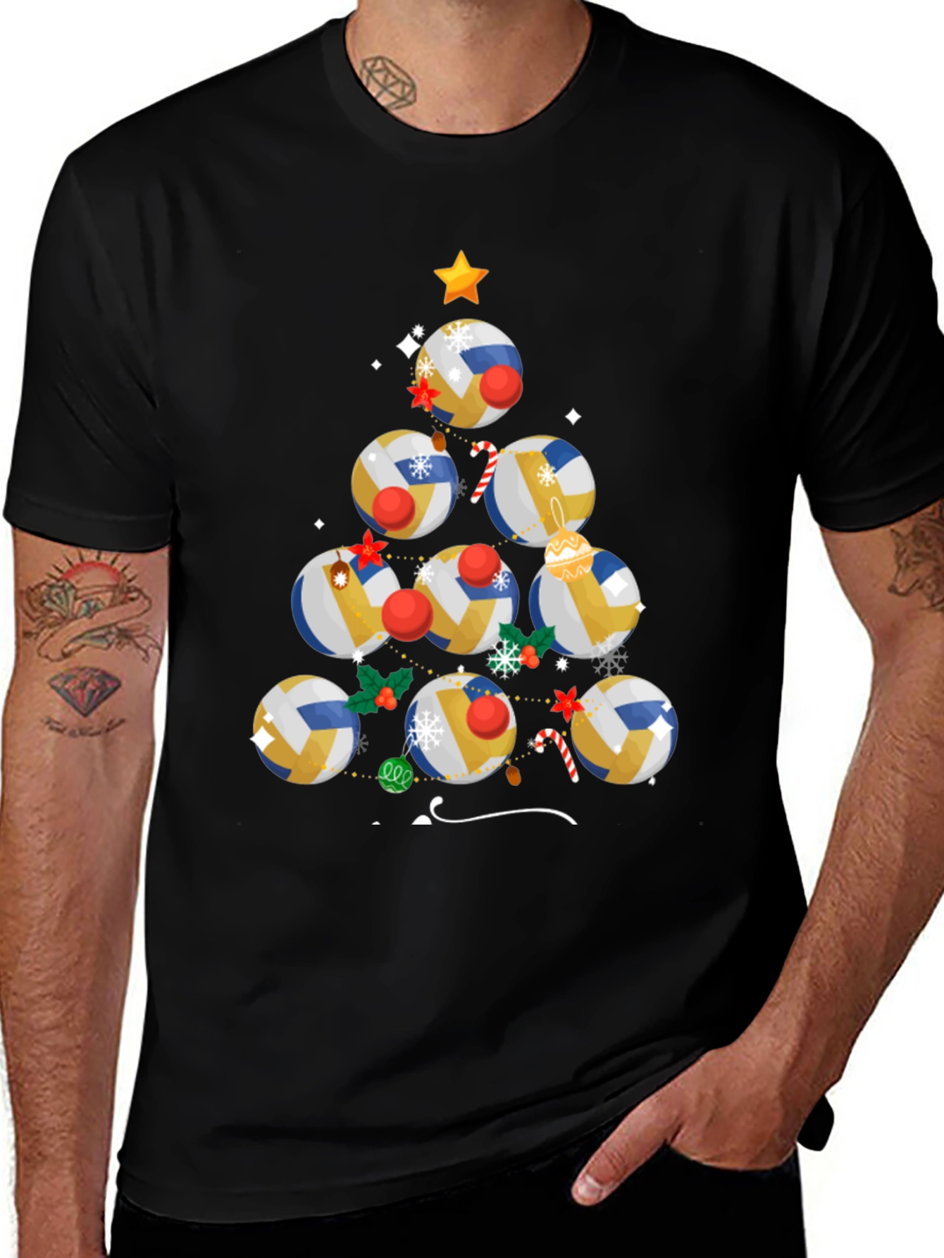 Volleyball Christmas Tree Holiday T-Shirt