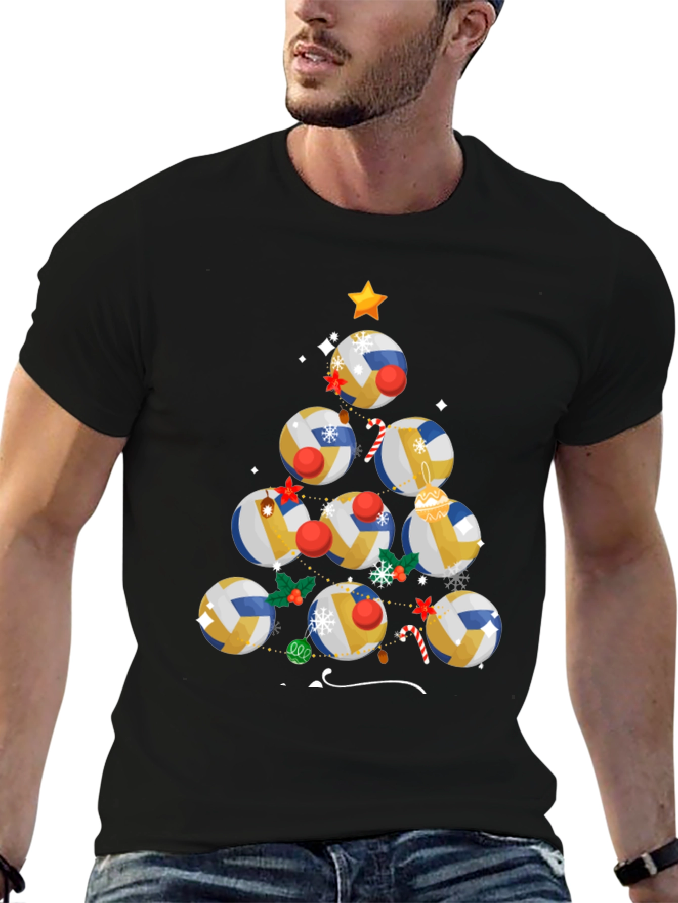 Volleyball Christmas Tree Holiday T-Shirt