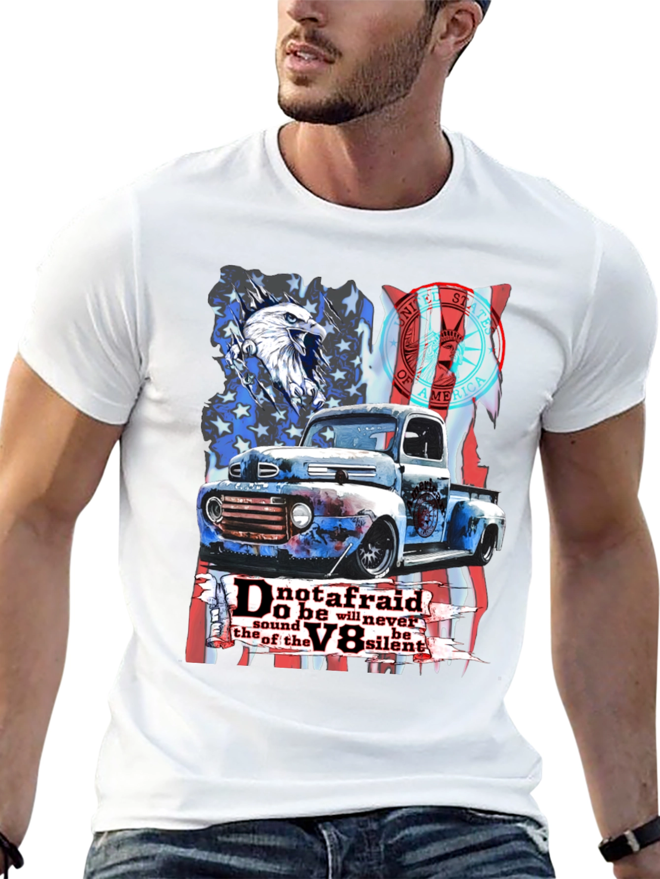 Patriotic V8 Truck Graphic Tee