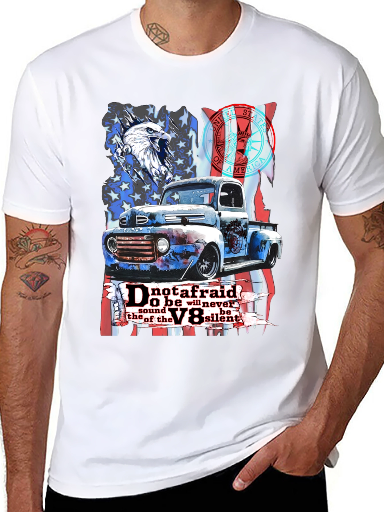 Patriotic V8 Truck Graphic Tee