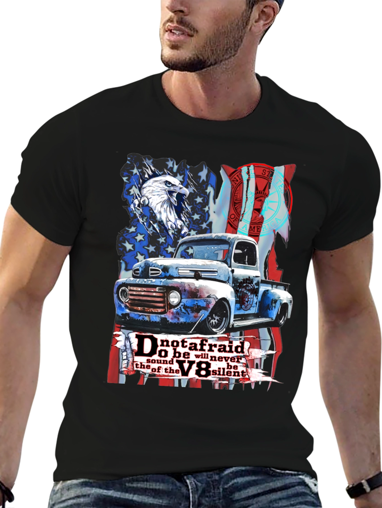Patriotic V8 Truck Graphic Tee