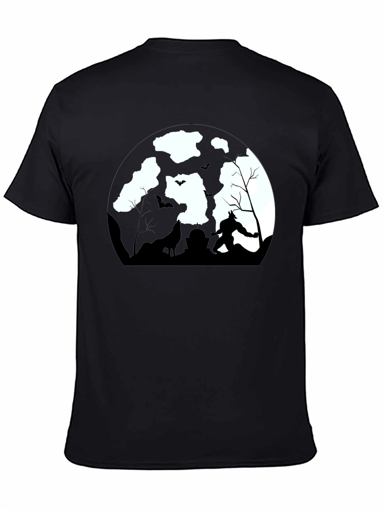 Werewolf Moon Graphic Tee - Black Cotton T-Shirt