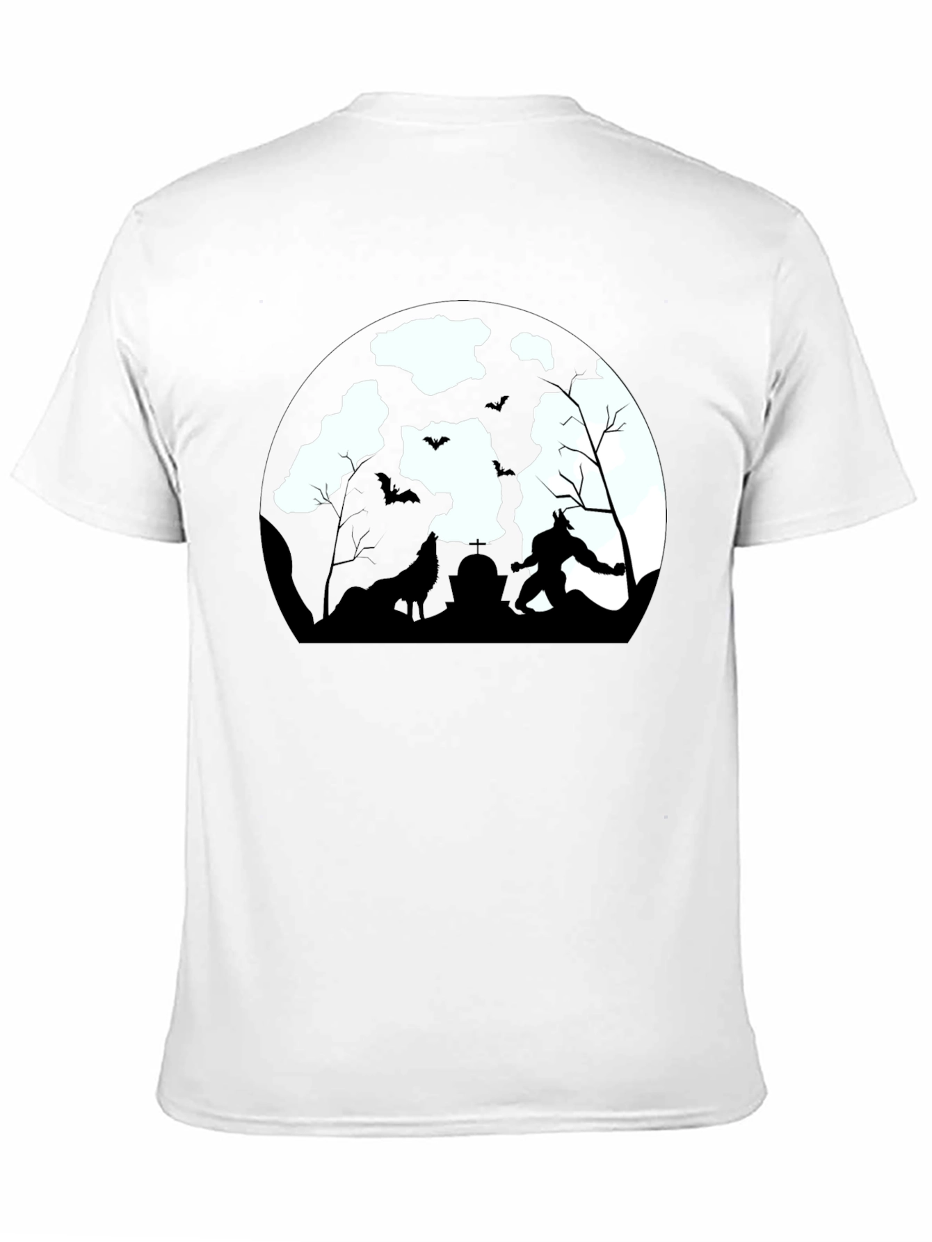 Werewolf Moon Graphic Tee - Black Cotton T-Shirt