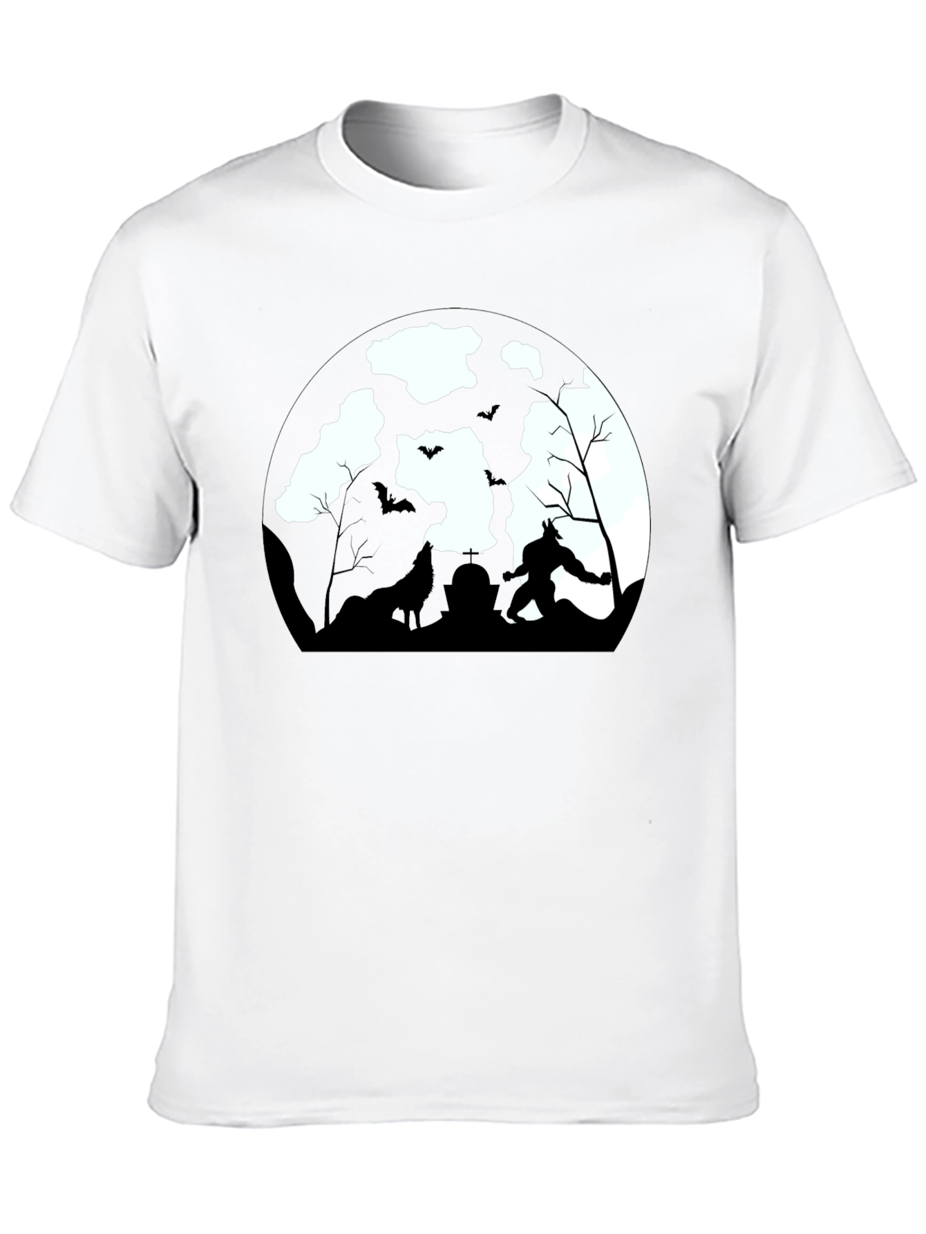 Werewolf Moon Graphic Tee - Black Cotton T-Shirt