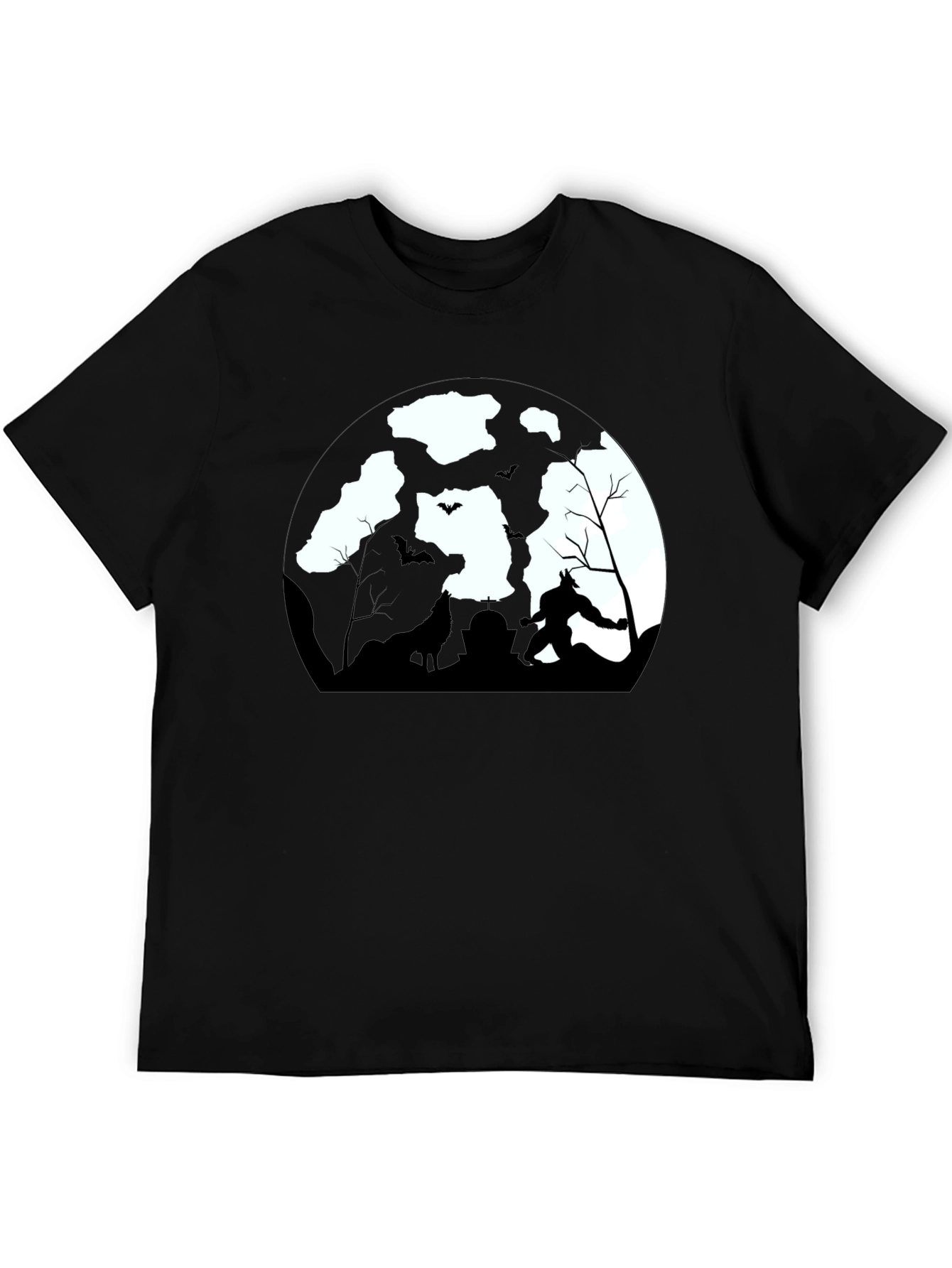 Werewolf Moon Graphic Tee - Black Cotton T-Shirt