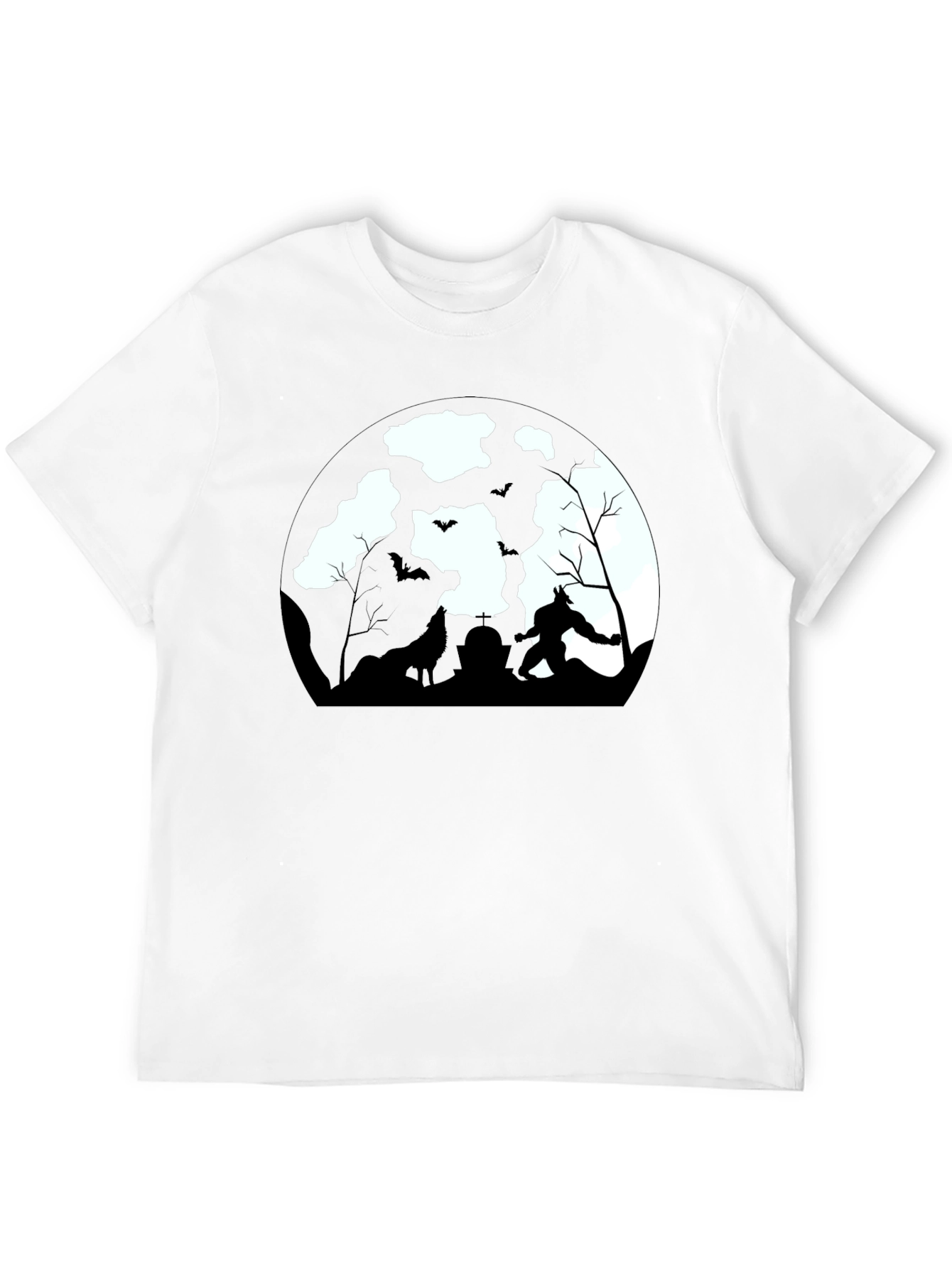 Werewolf Moon Graphic Tee - Black Cotton T-Shirt