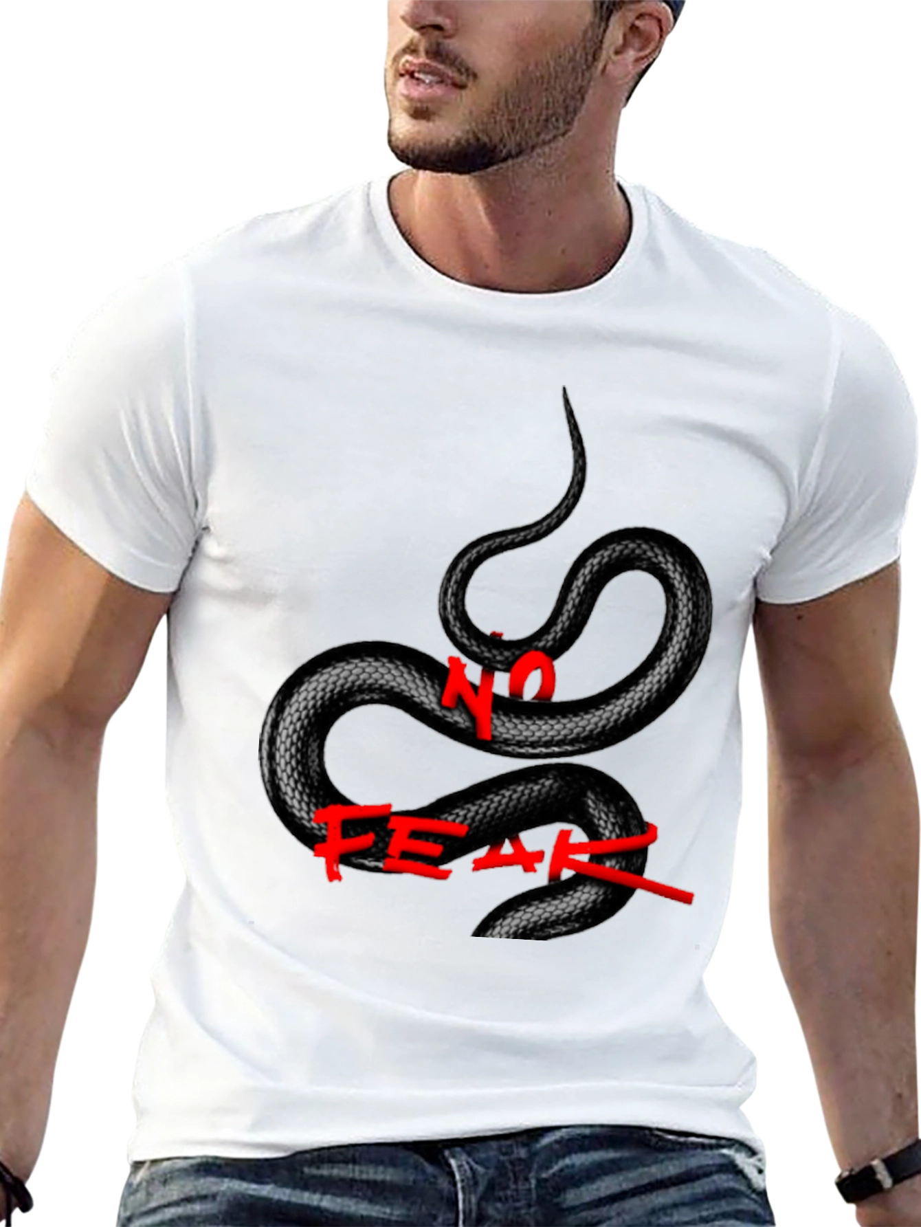 No Fear Snake Graphic T-Shirt - Mens Black Tee
