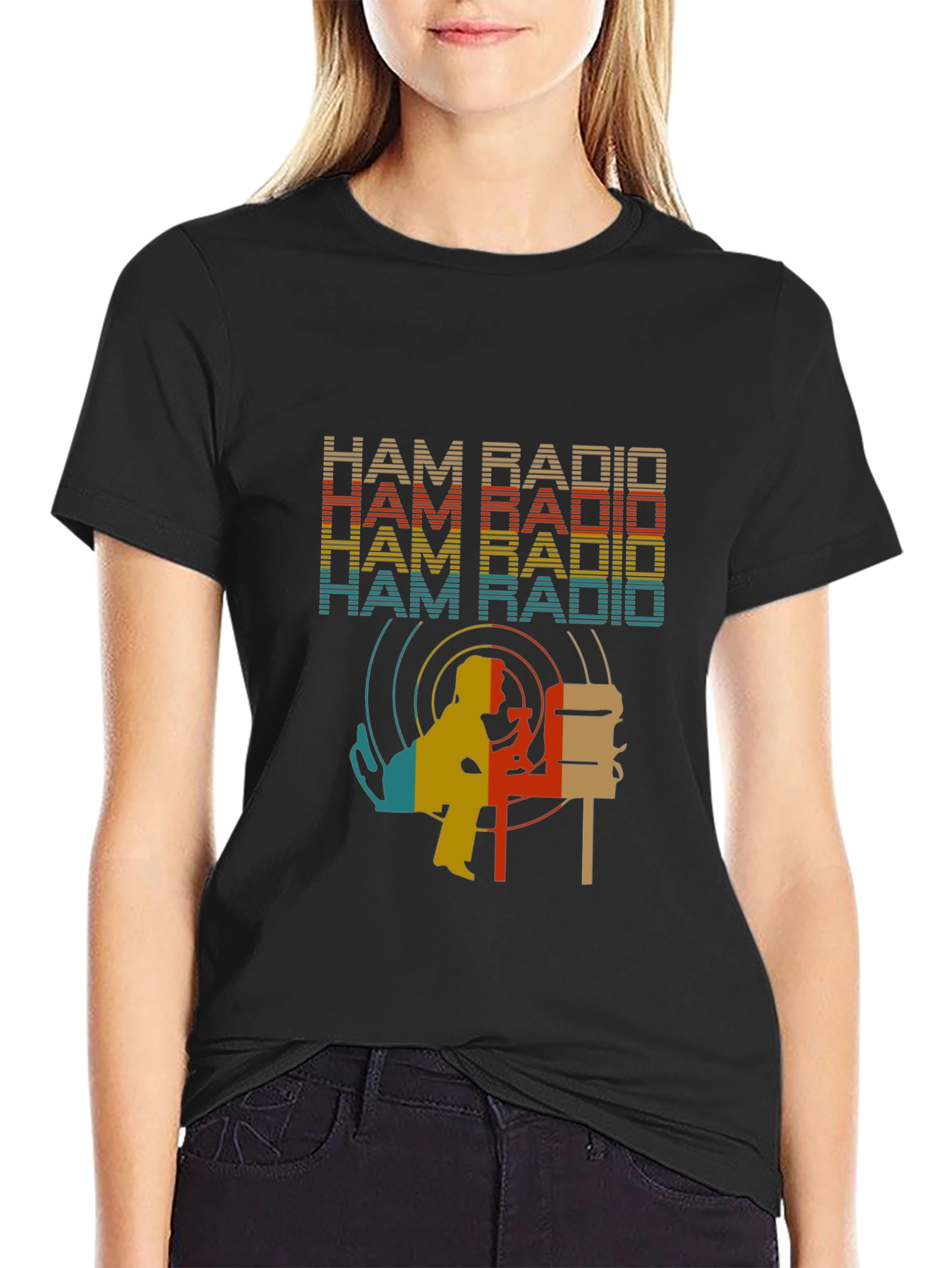 Ham Radio Retro Style Black T-Shirt