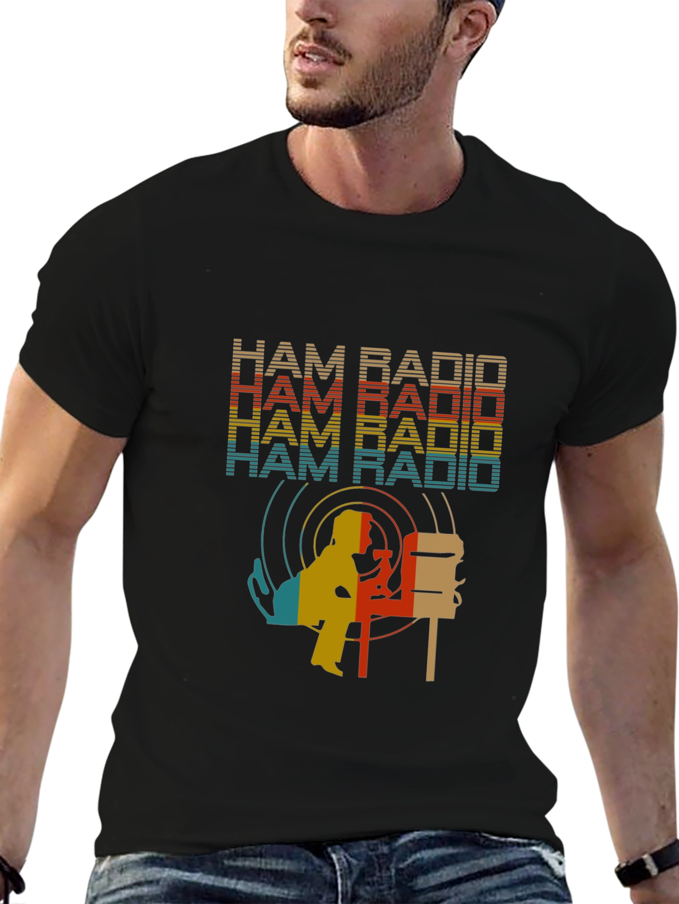 Ham Radio Retro Style Black T-Shirt