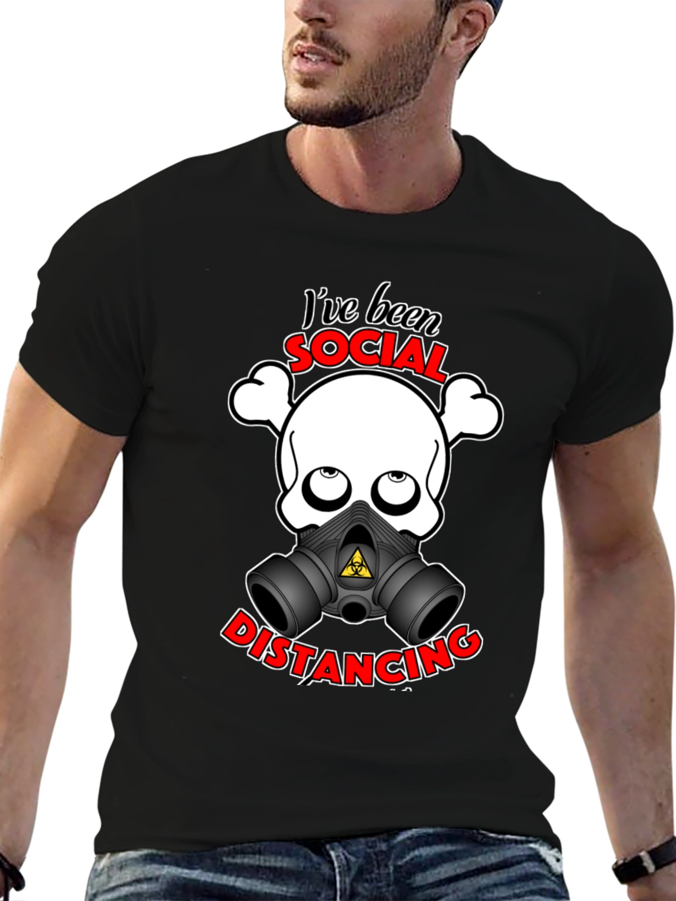 Social Distancing T-Shirt - Funny Skull & Mask Tee