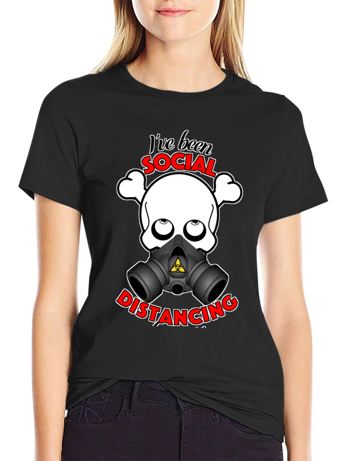 Social Distancing T-Shirt - Funny Skull & Mask Tee