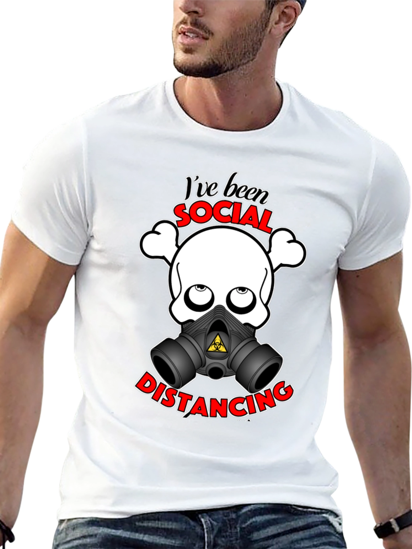 Social Distancing T-Shirt - Funny Skull & Mask Tee