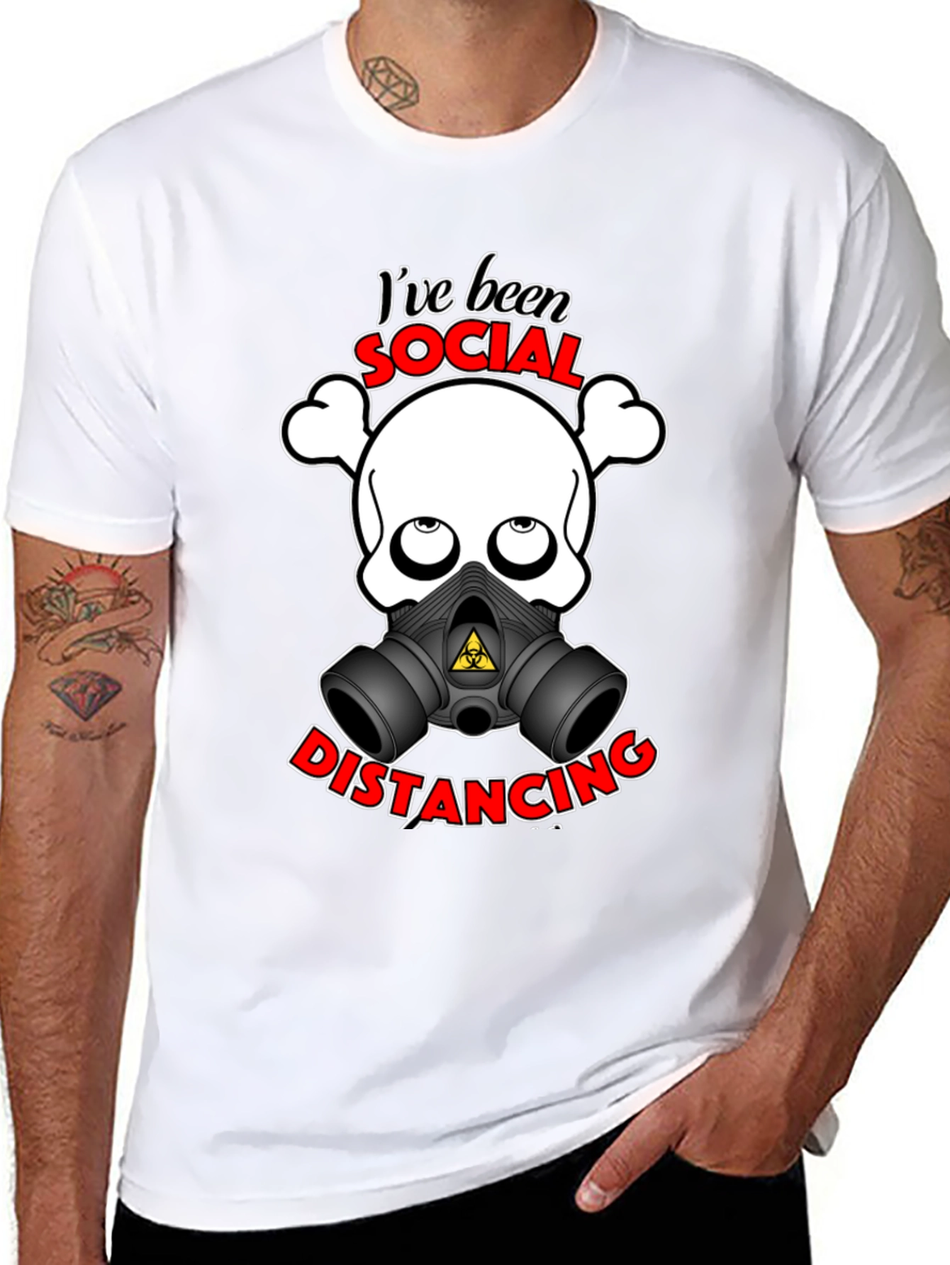 Social Distancing T-Shirt - Funny Skull & Mask Tee
