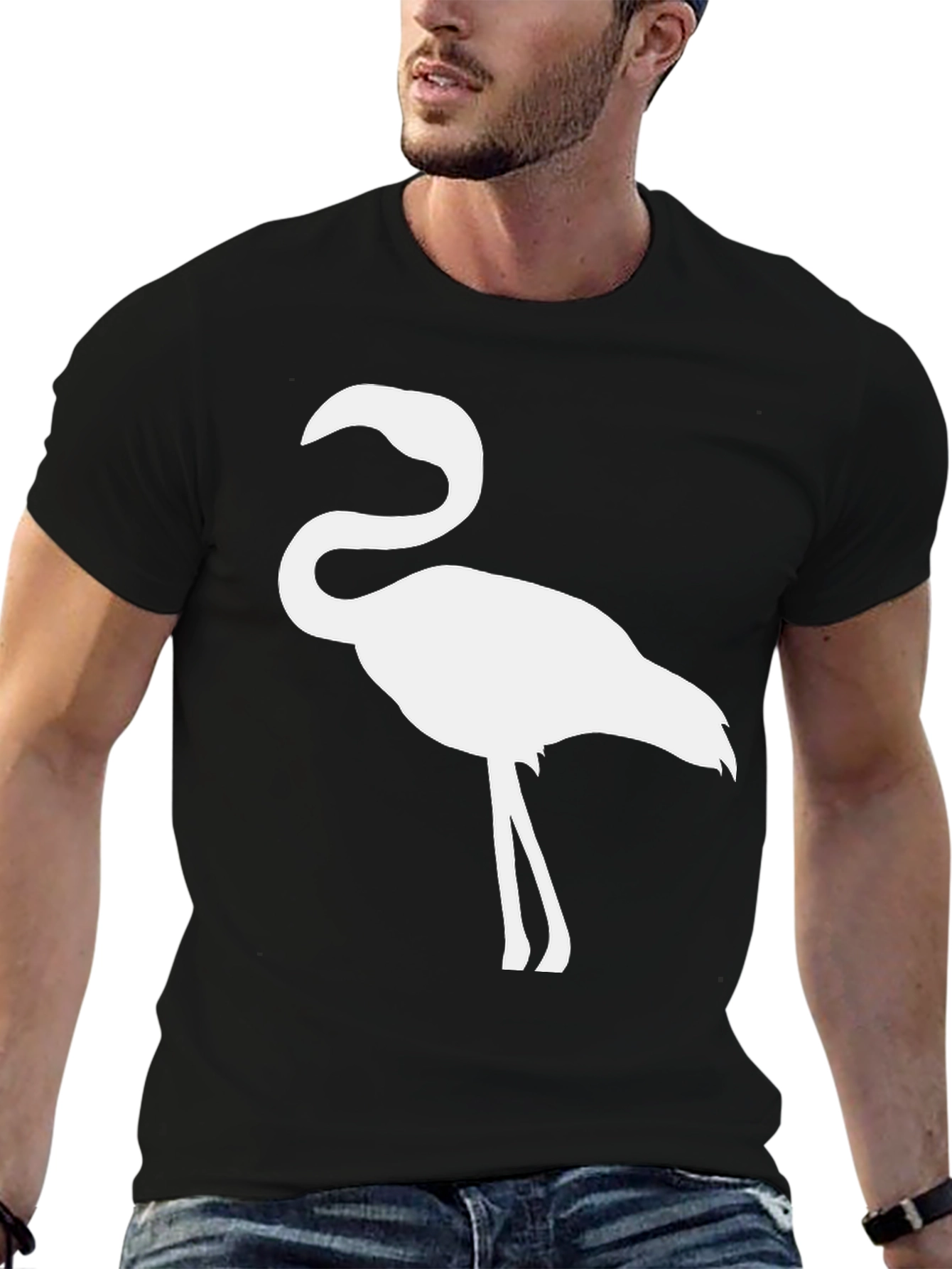 Mens Black Flamingo Graphic Tee
