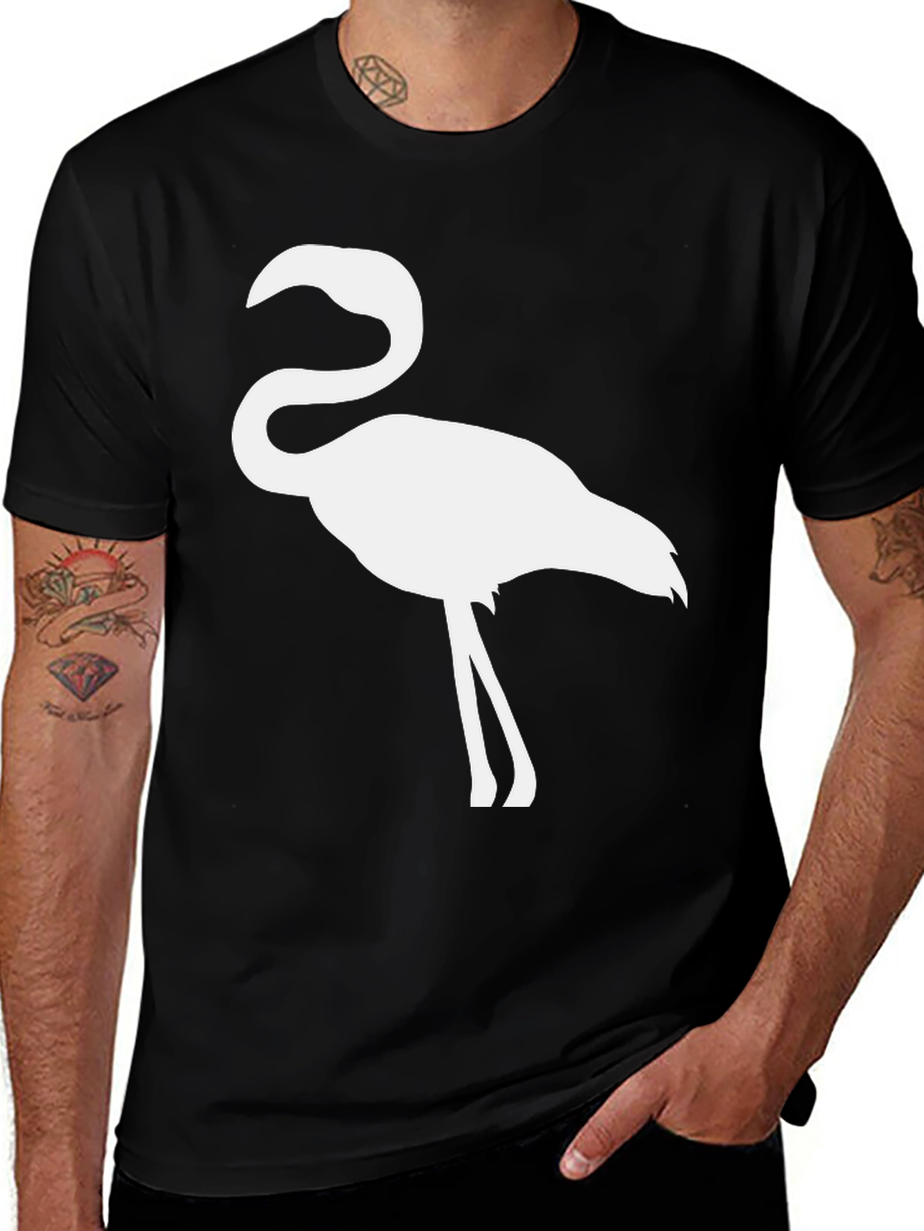 Mens Black Flamingo Graphic Tee