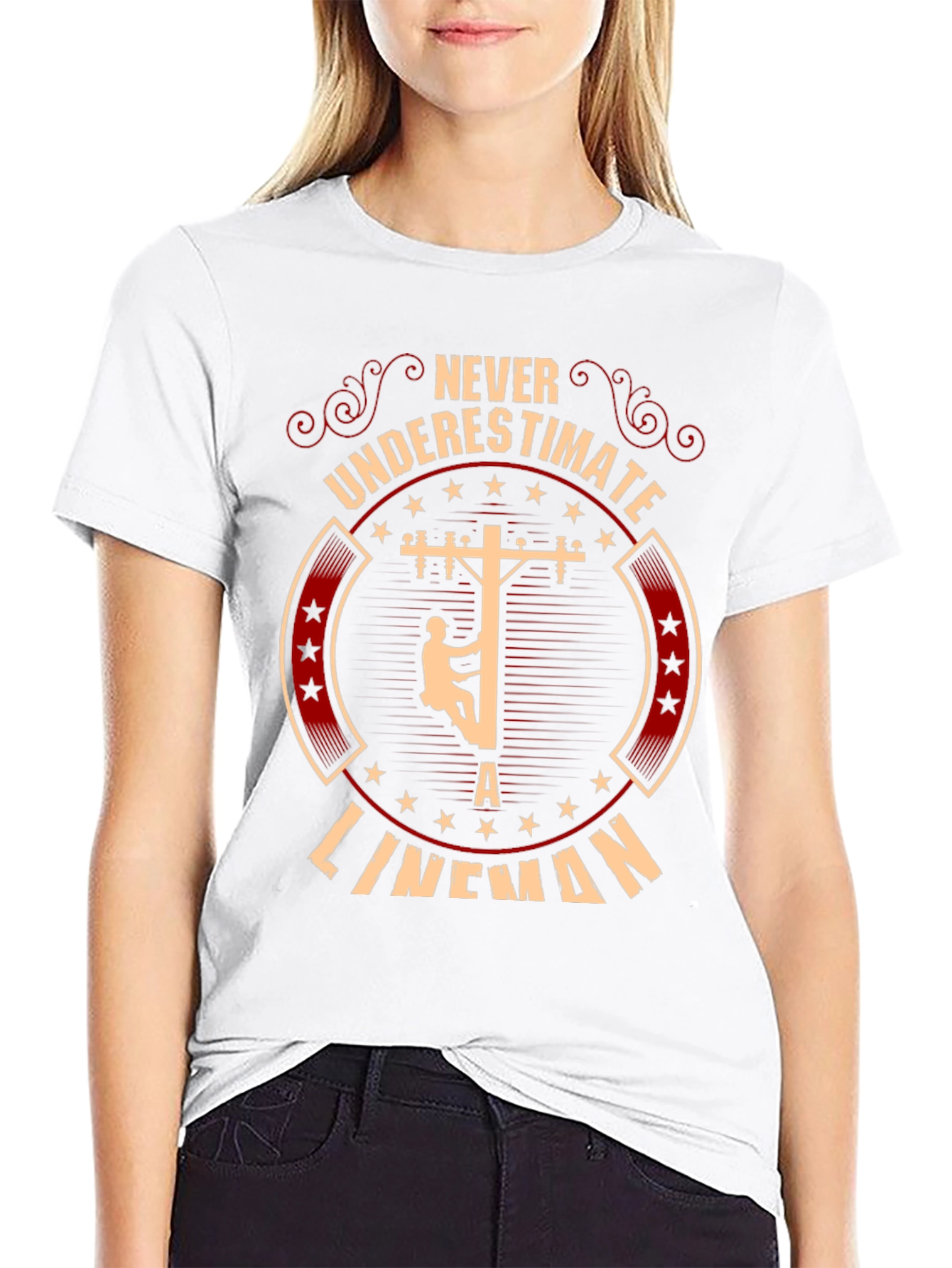 Never Underestimate Lineman Graphic Tee