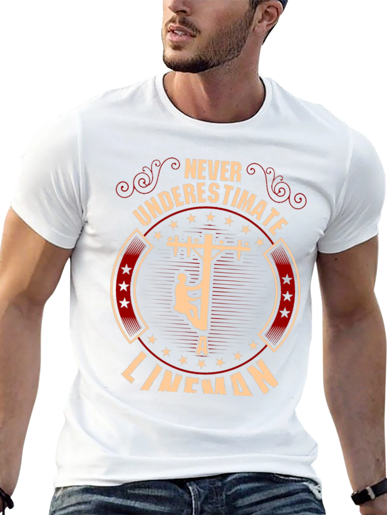 Never Underestimate Lineman Graphic Tee