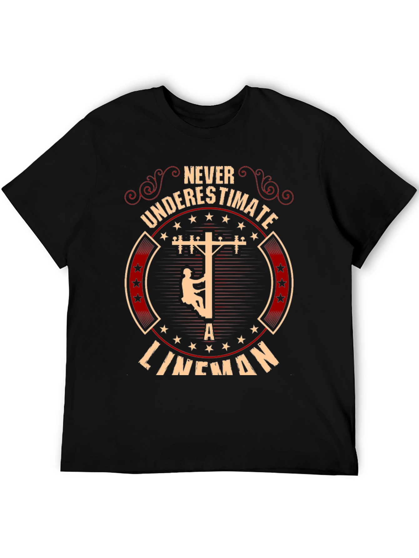 Never Underestimate Lineman Graphic Tee