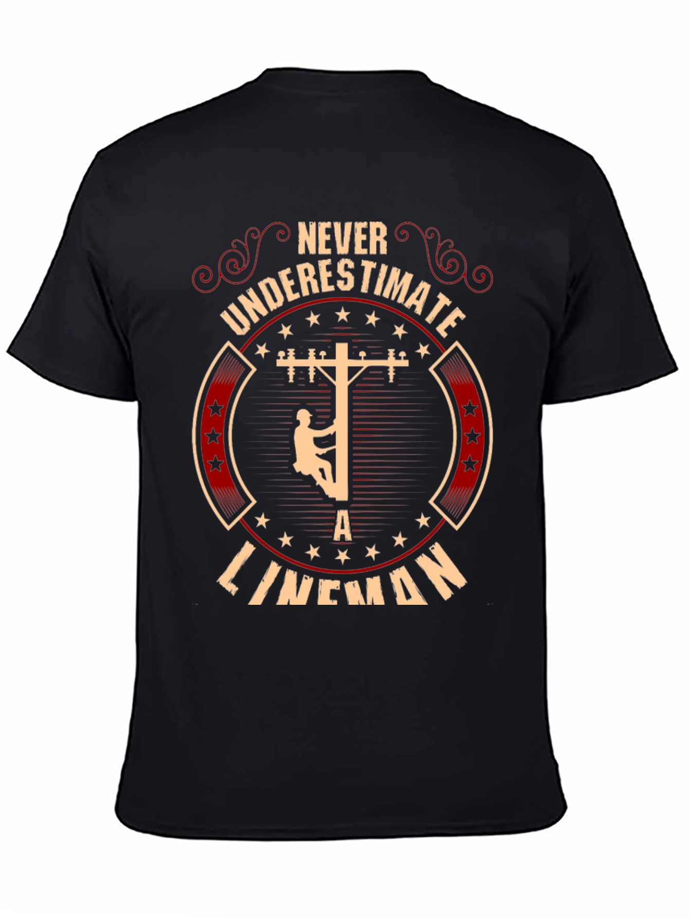 Never Underestimate Lineman Graphic Tee