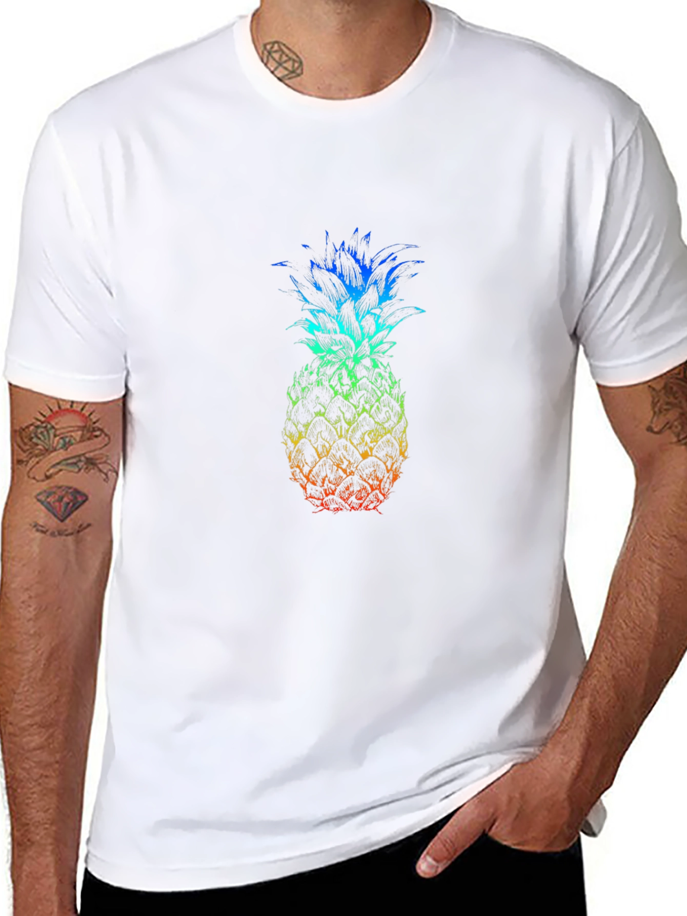 Rainbow Pineapple Graphic T-Shirt