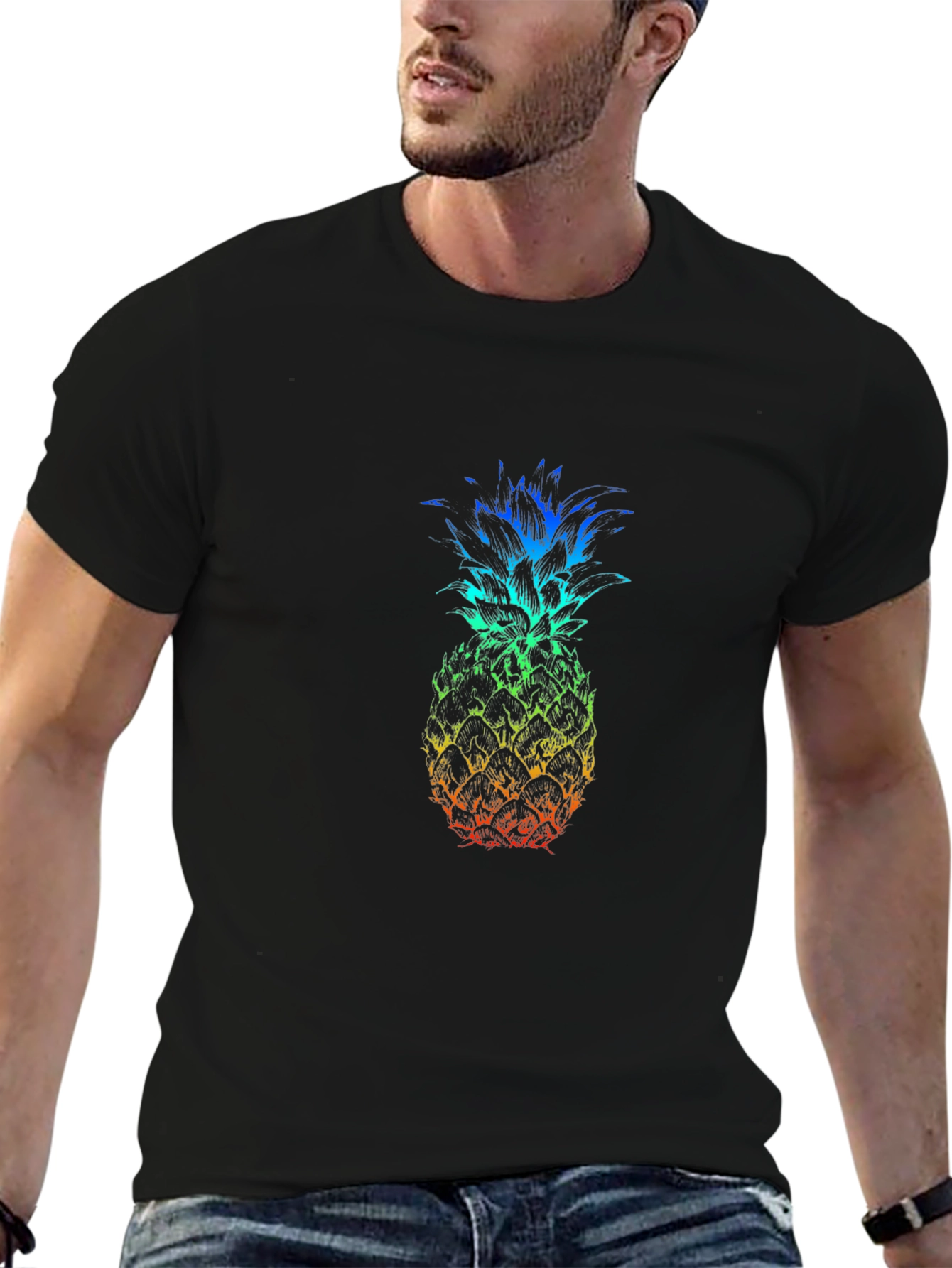 Rainbow Pineapple Graphic T-Shirt