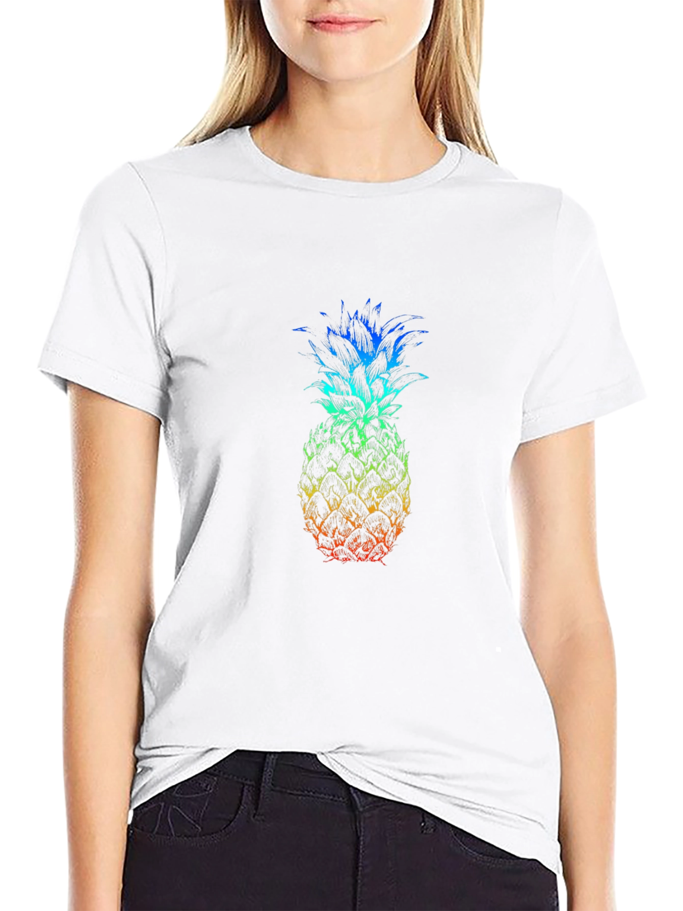 Rainbow Pineapple Graphic T-Shirt