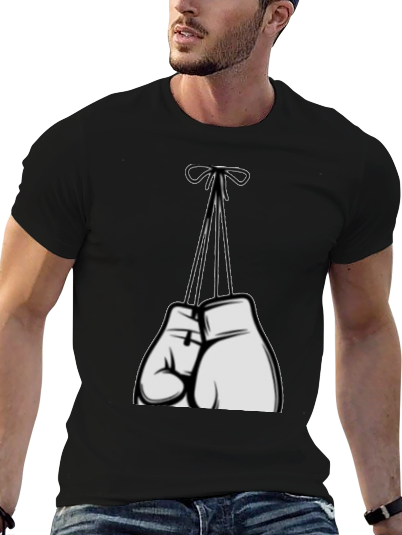 Boxing Gloves Graphic Tee - Black Casual Shirt