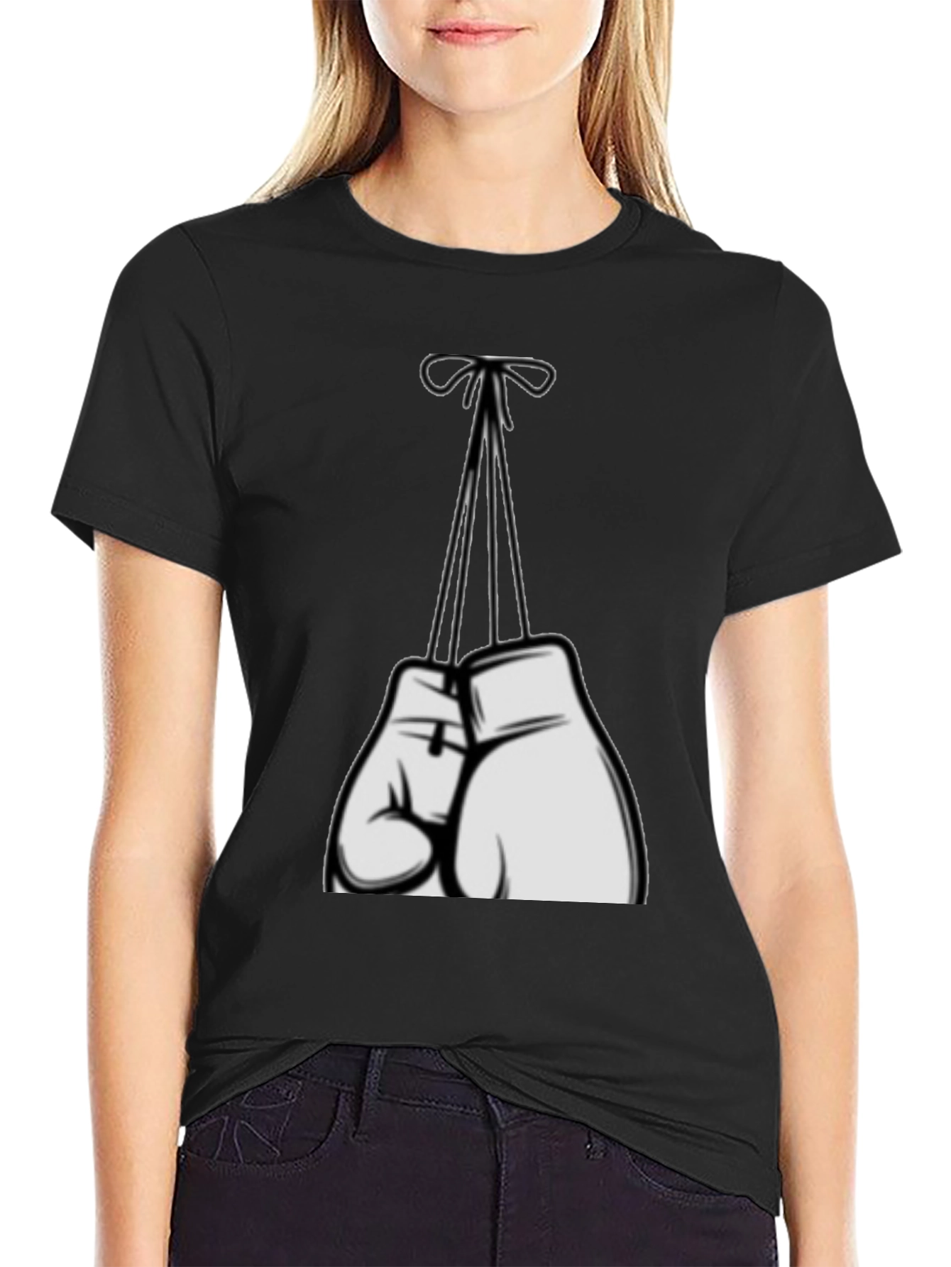 Boxing Gloves Graphic Tee - Black Casual Shirt