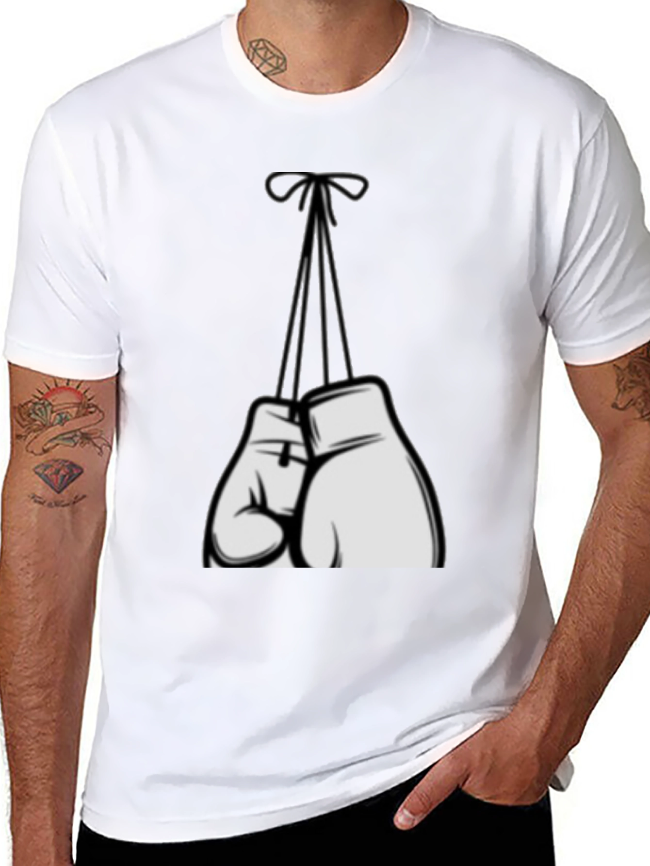 Boxing Gloves Graphic Tee - Black Casual Shirt