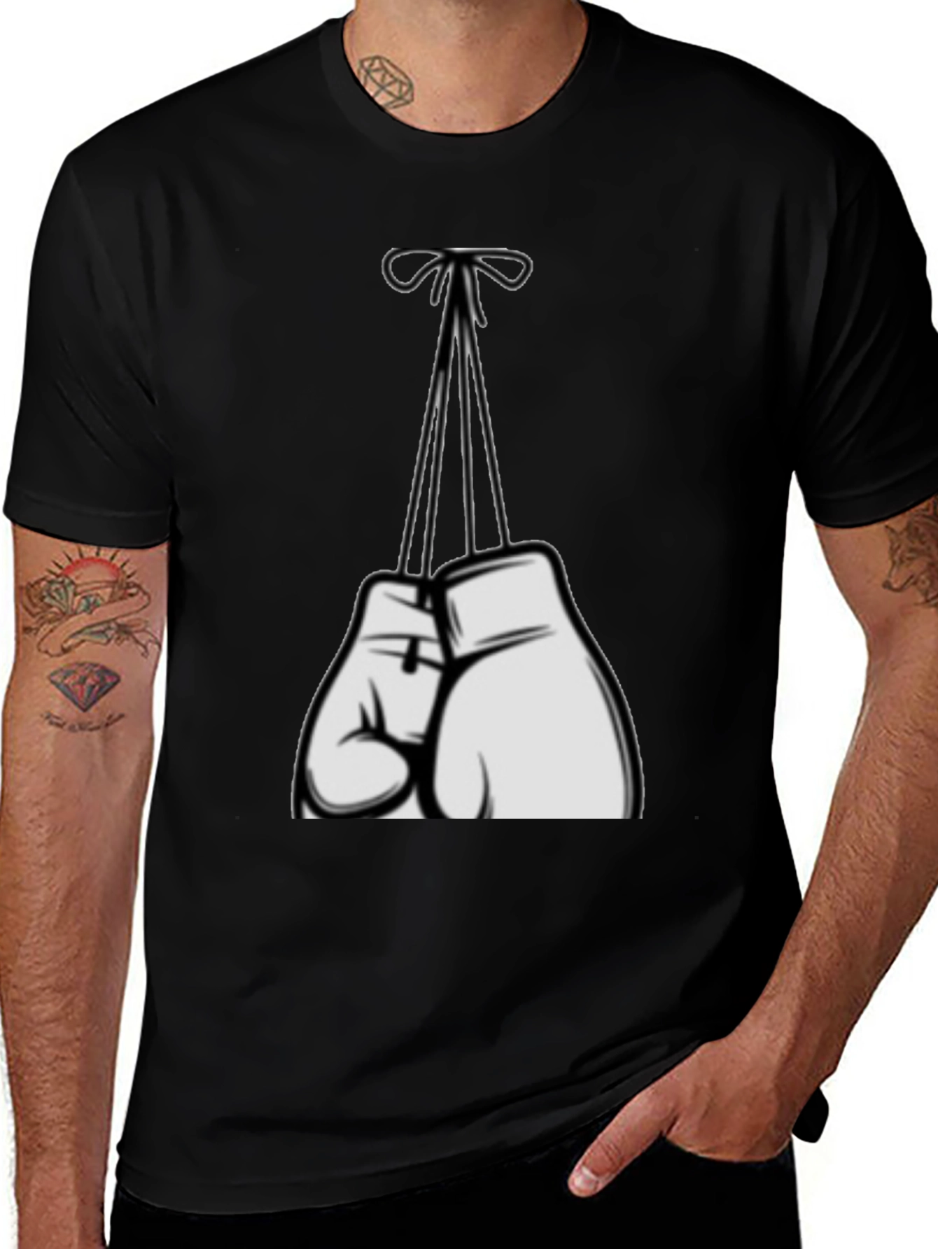 Boxing Gloves Graphic Tee - Black Casual Shirt