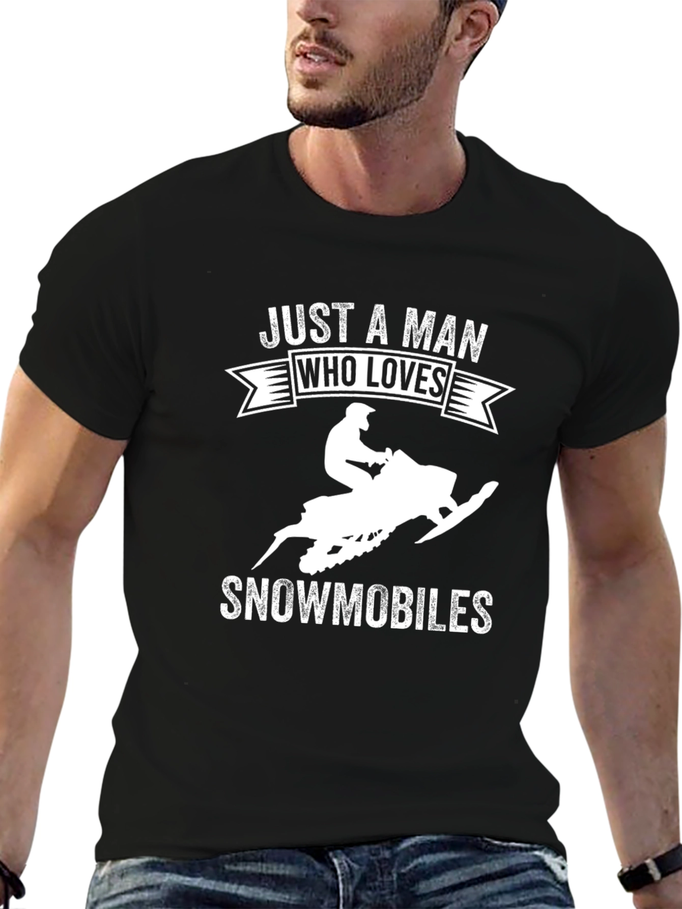 Mens Just A Man Who Loves Snowmobiles T-Shirt