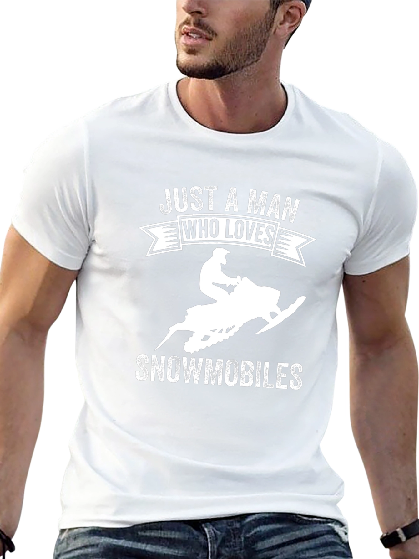 Mens Just A Man Who Loves Snowmobiles T-Shirt