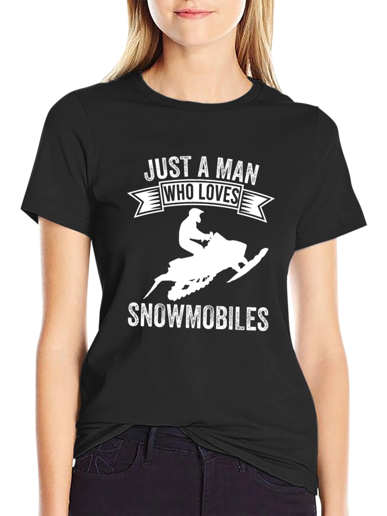 Mens Just A Man Who Loves Snowmobiles T-Shirt