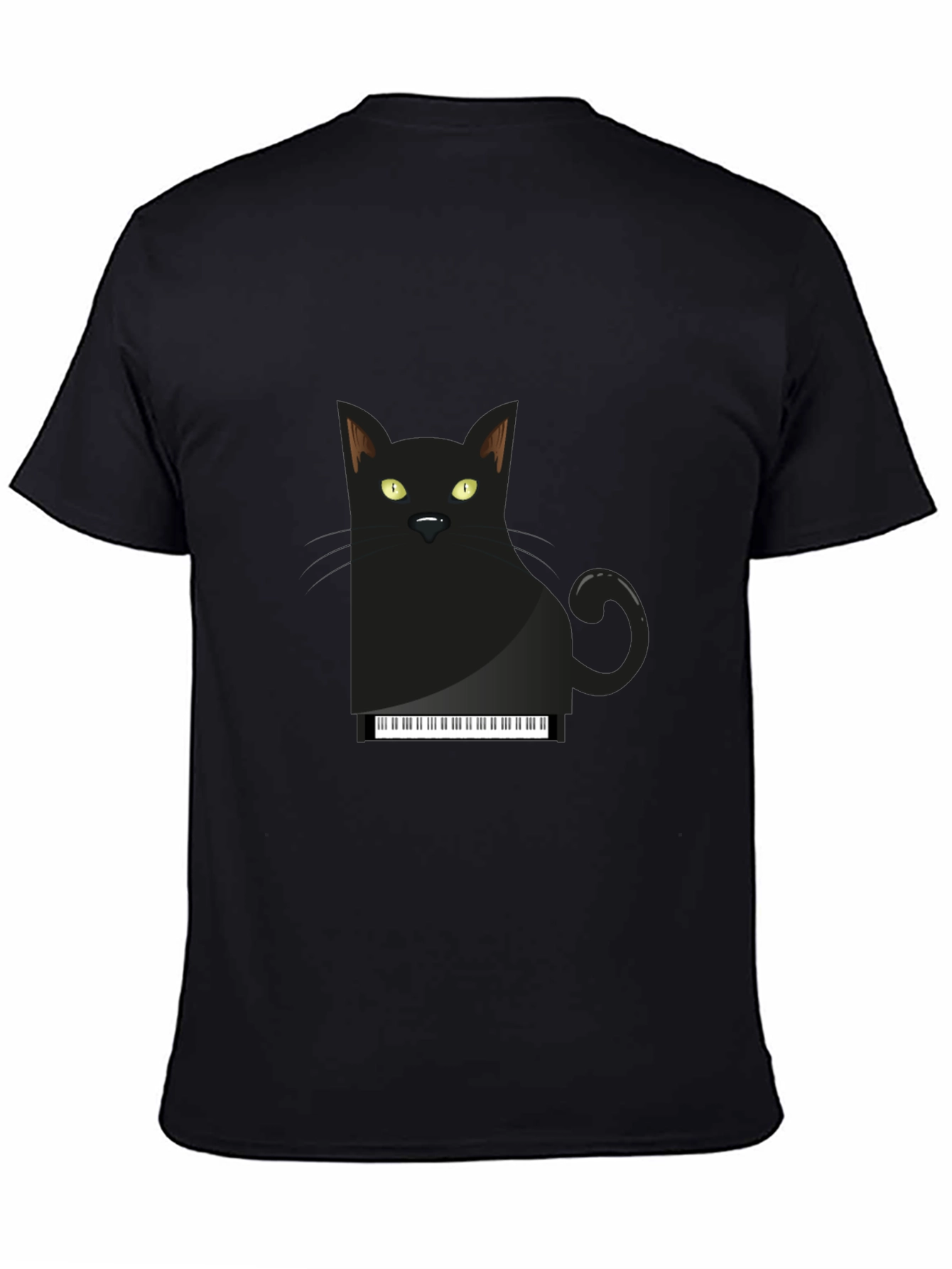 Piano Cat T-Shirt - Black Cotton Graphic Tee