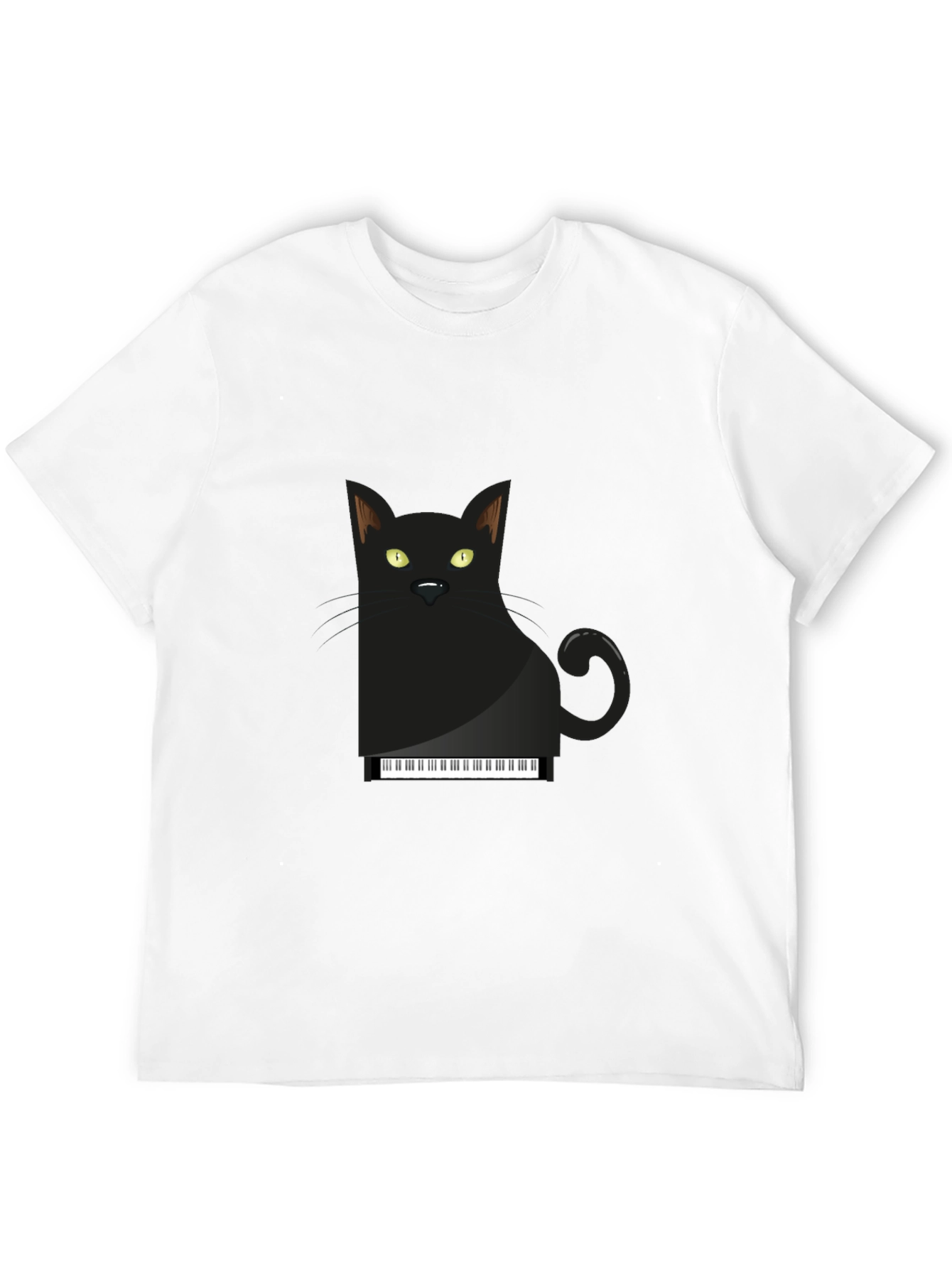 Piano Cat T-Shirt - Black Cotton Graphic Tee