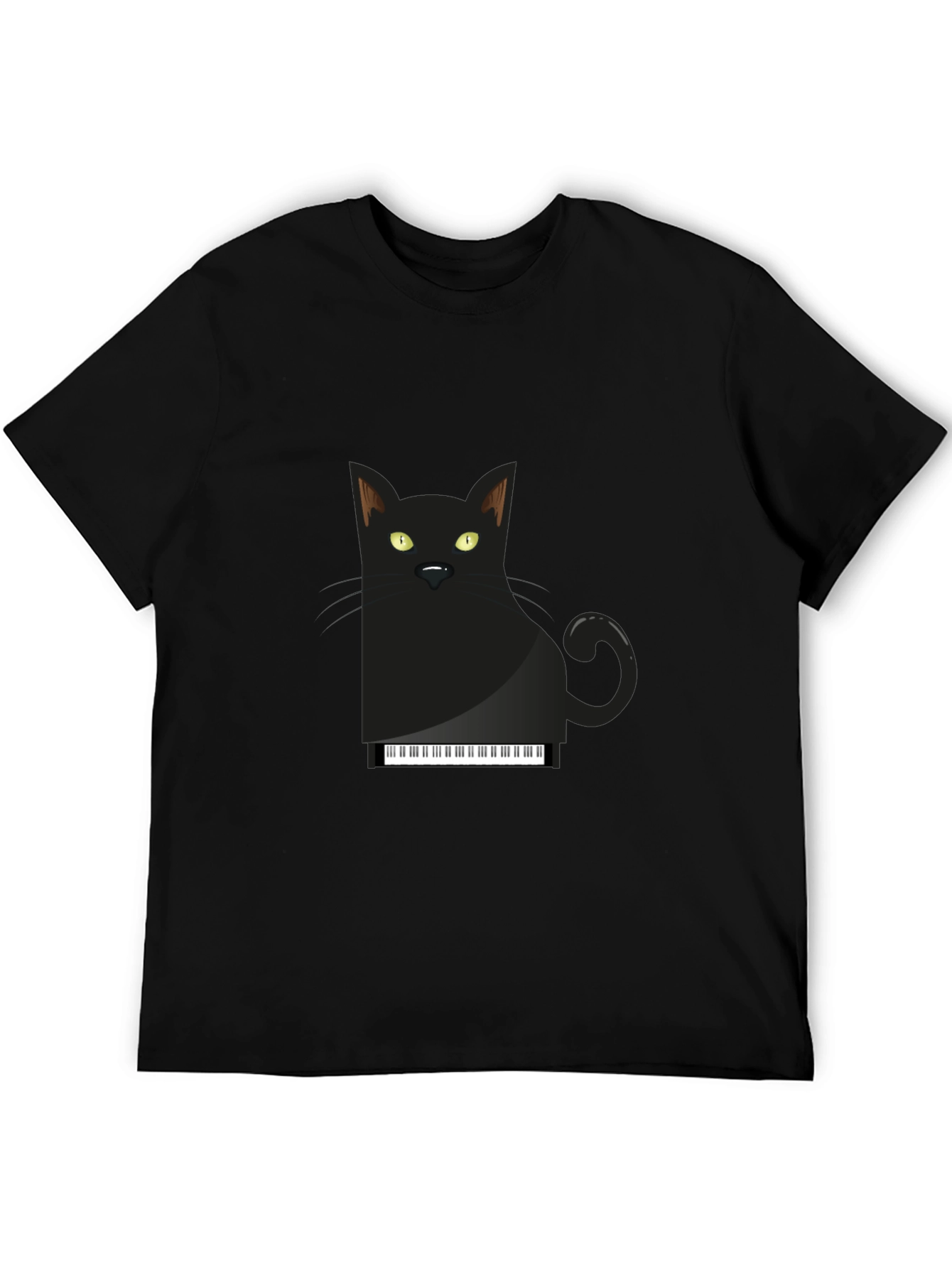Piano Cat T-Shirt - Black Cotton Graphic Tee