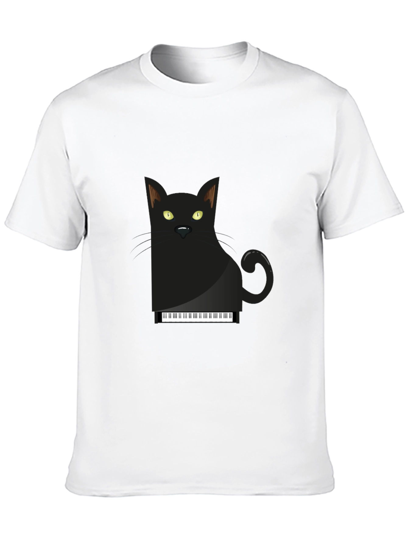 Piano Cat T-Shirt - Black Cotton Graphic Tee
