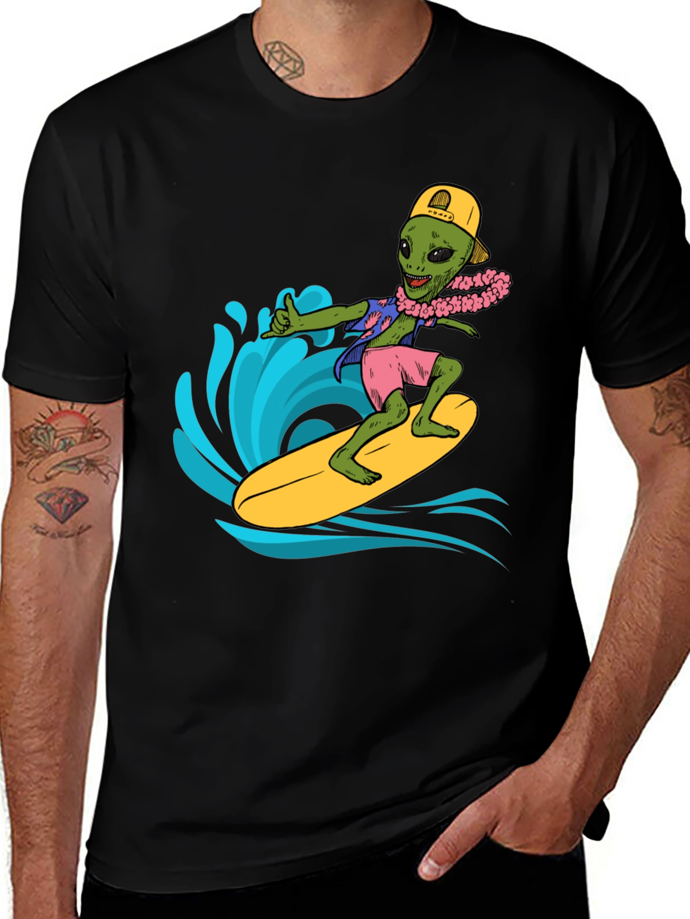 Surfing Alien Graphic Tee - Cool Summer Style