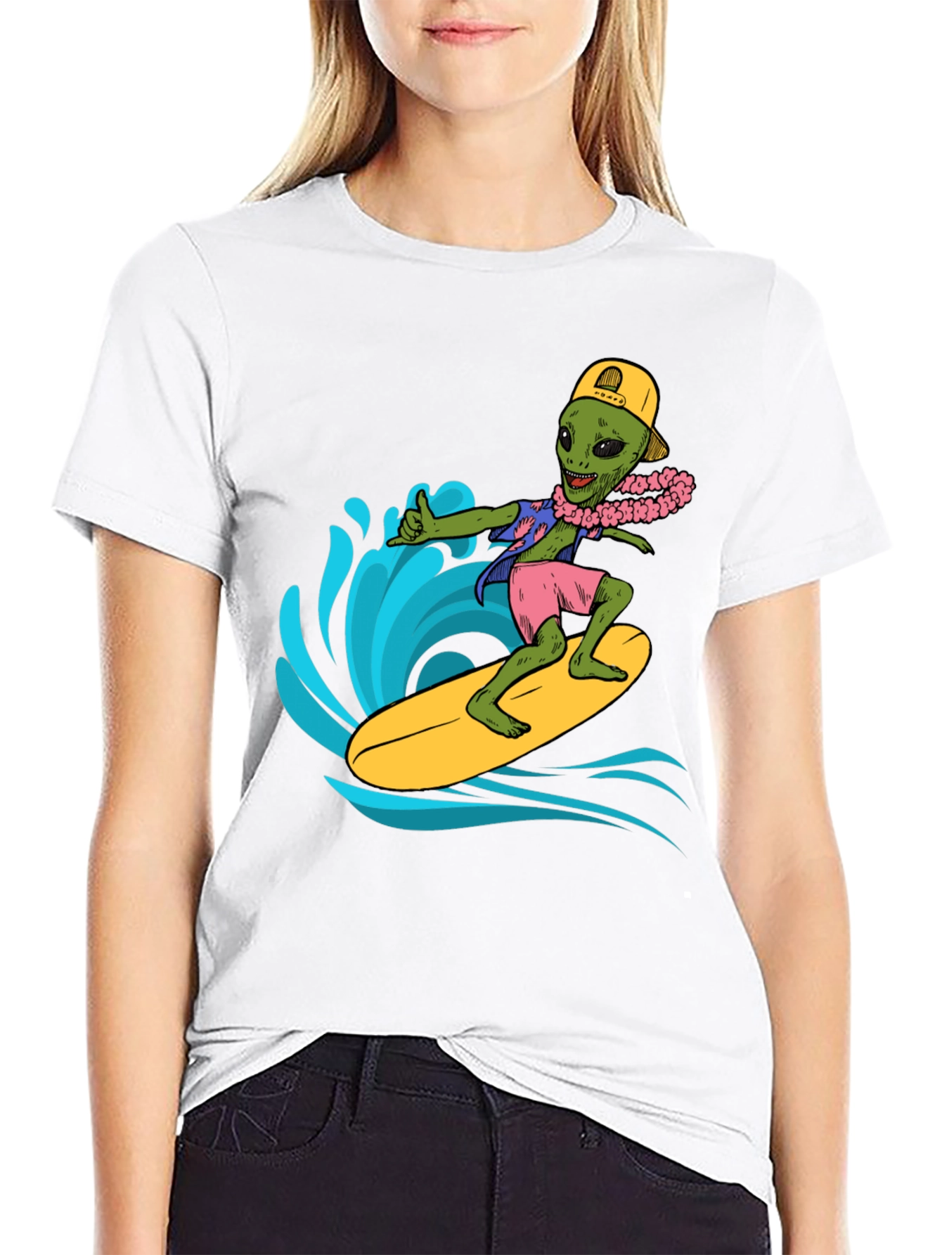 Surfing Alien Graphic Tee - Cool Summer Style