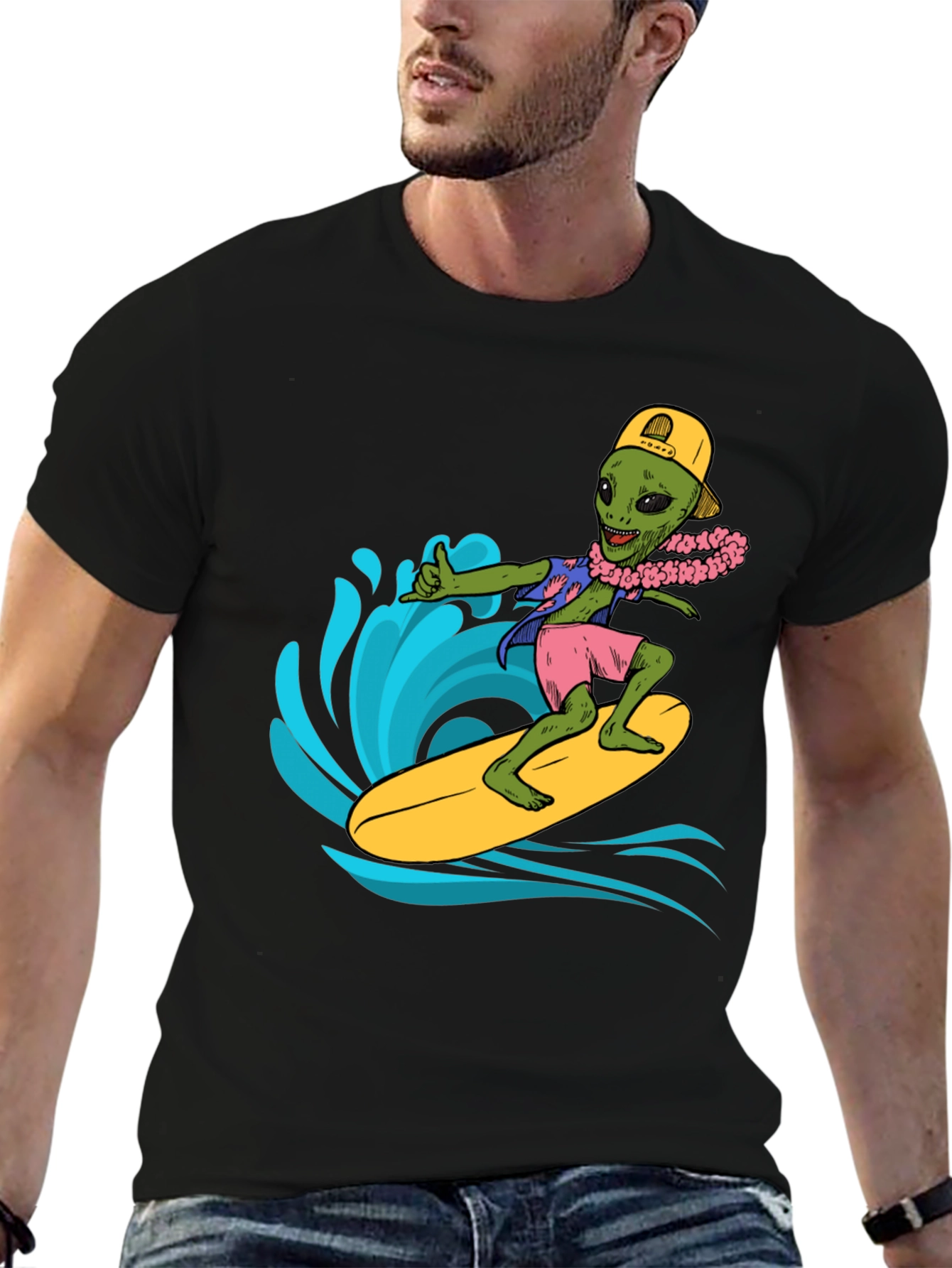 Surfing Alien Graphic Tee - Cool Summer Style