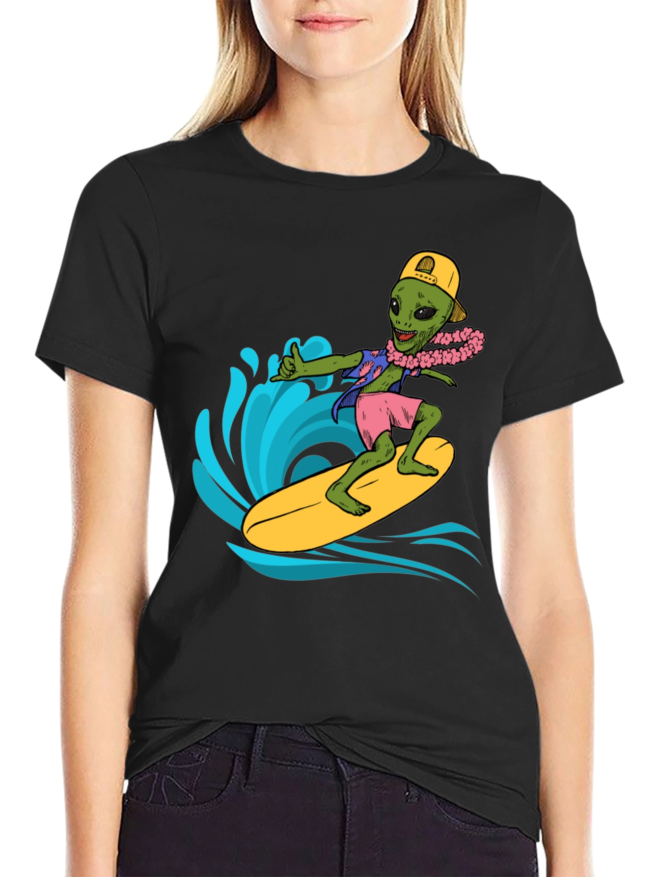 Surfing Alien Graphic Tee - Cool Summer Style